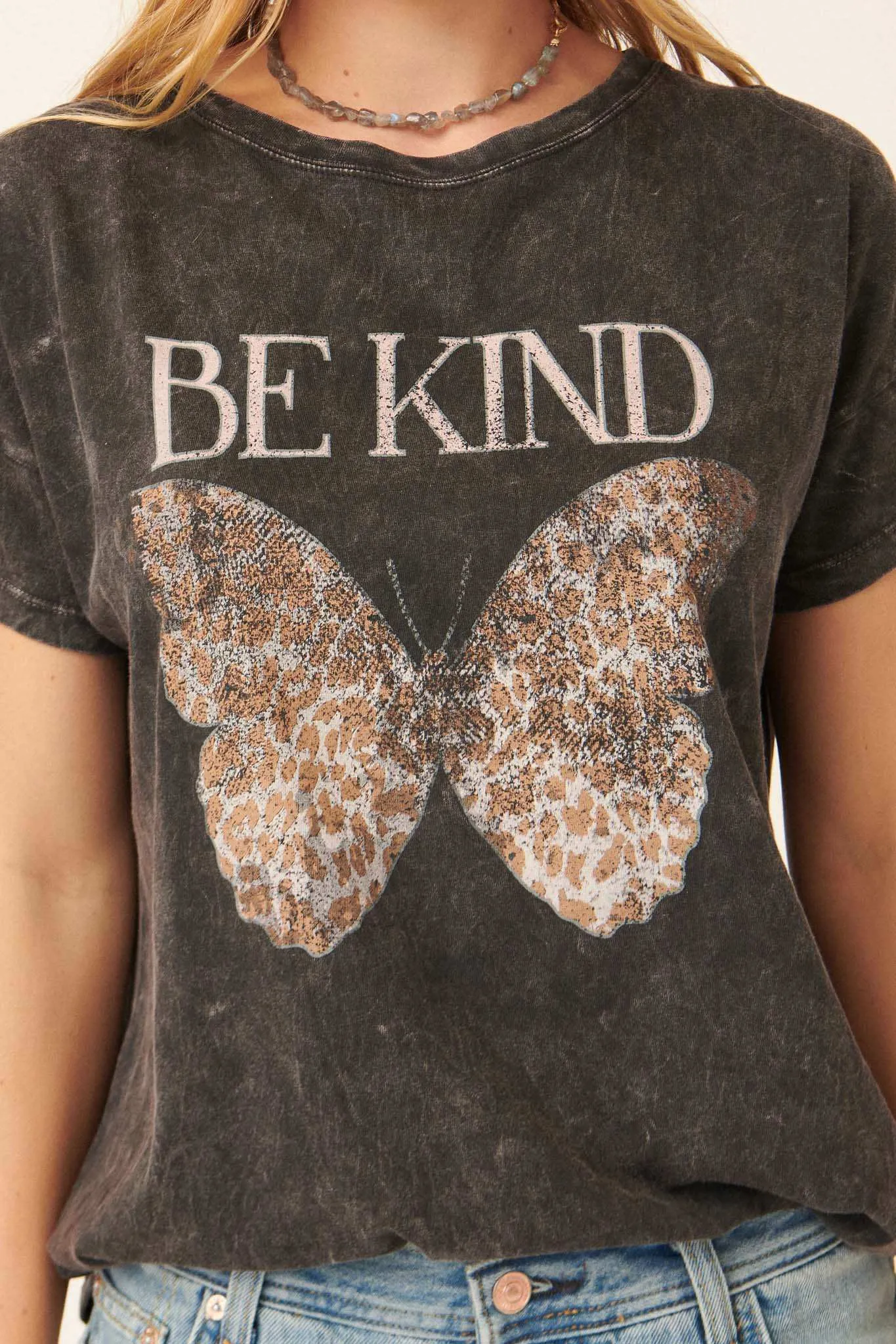 Be Kind Butterfly Vintage-Wash Graphic Tee sold by Promesa product image thumbnail 2