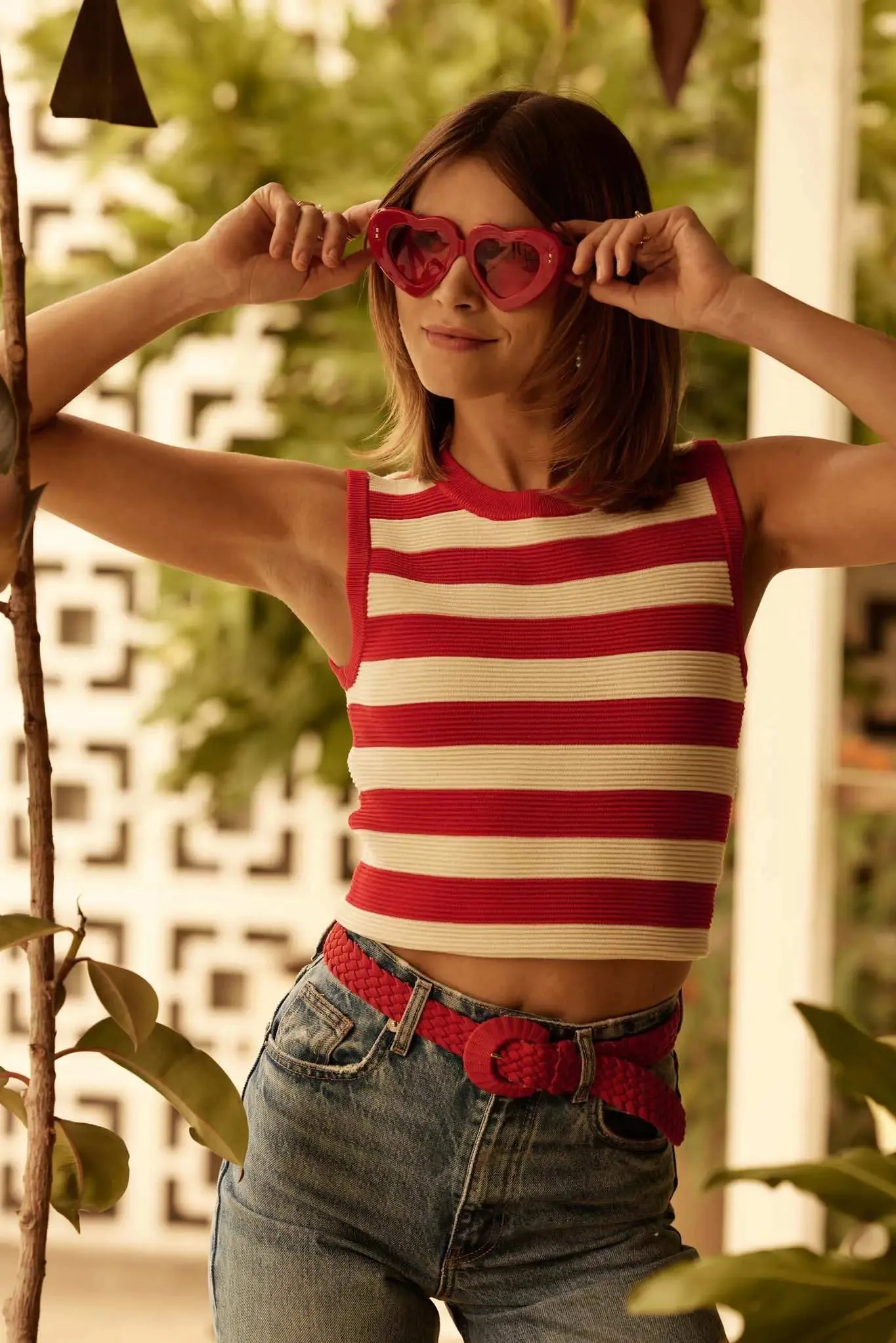 Shaper Fit Striped Rib-Knit Crewneck Tank Top sold by Promesa product image thumbnail 2