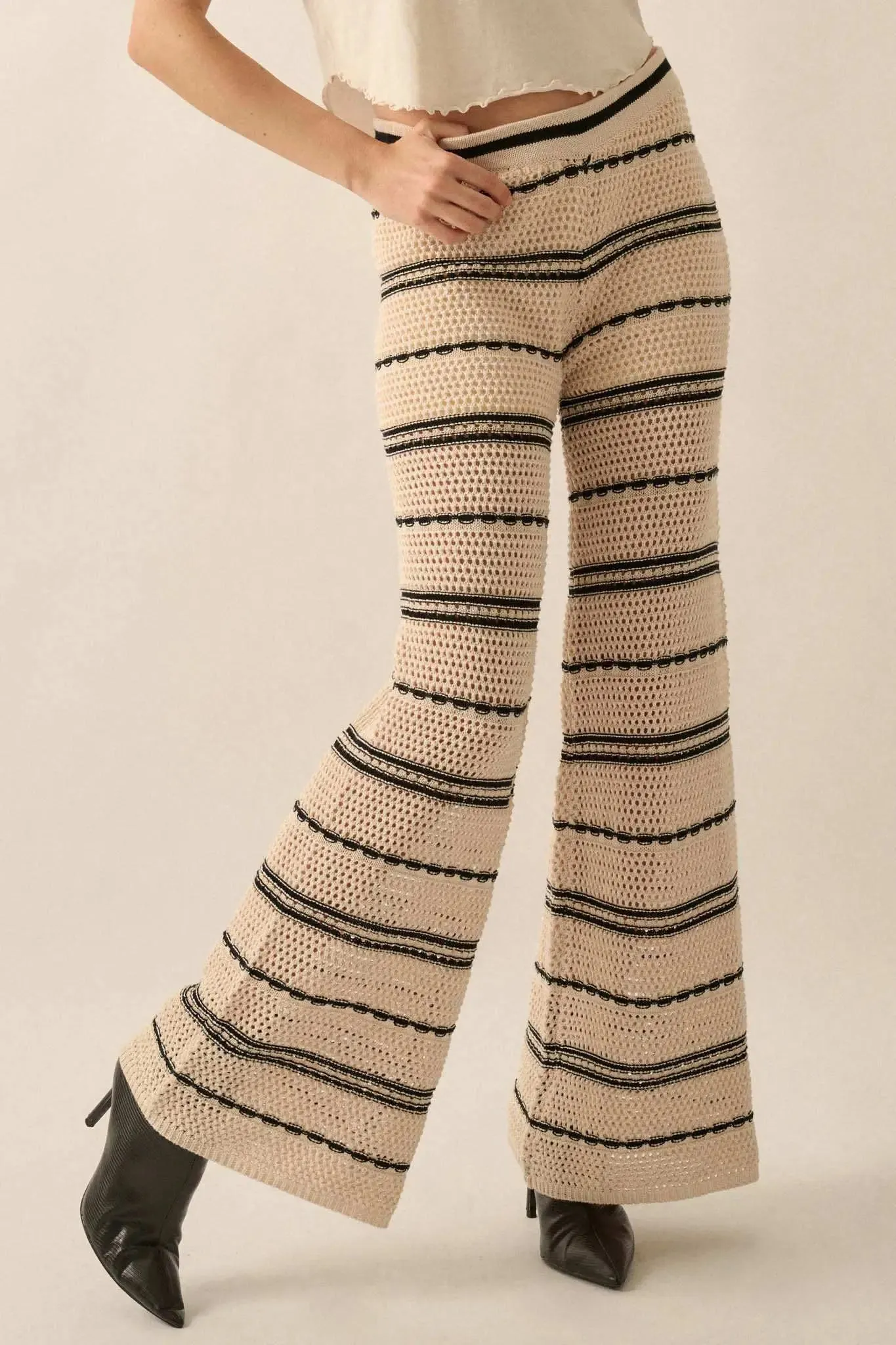 Cali Vibes Striped Crochet Knit Sweater Pants sold by Promesa product image thumbnail 5