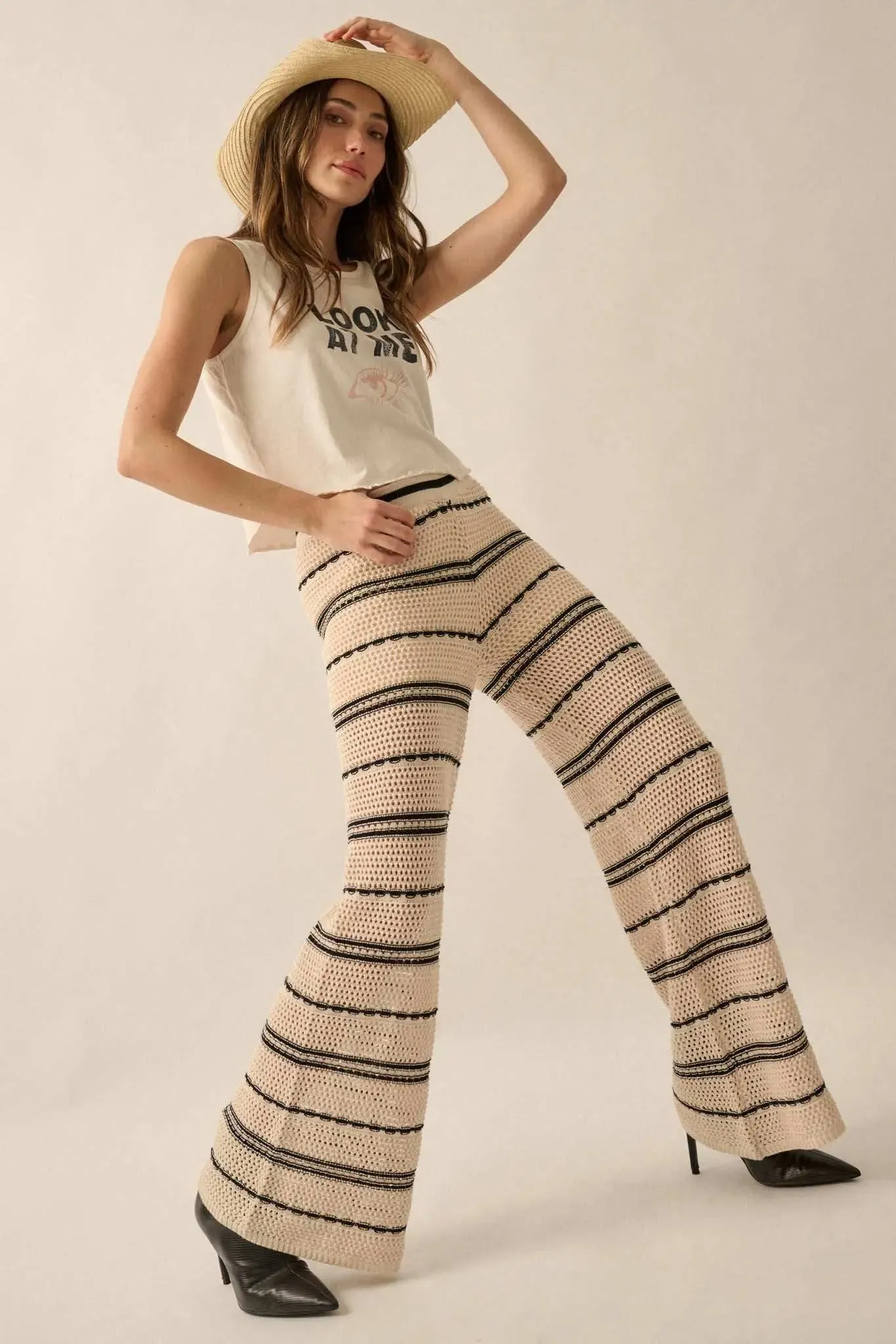 Cali Vibes Striped Crochet Knit Sweater Pants sold by Promesa product image thumbnail 3