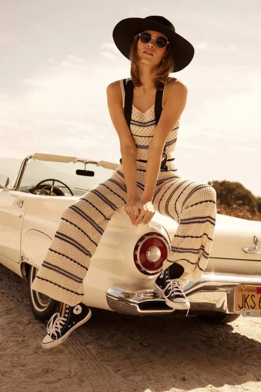 Cali Vibes Striped Crochet Knit Sweater Pants sold by Promesa