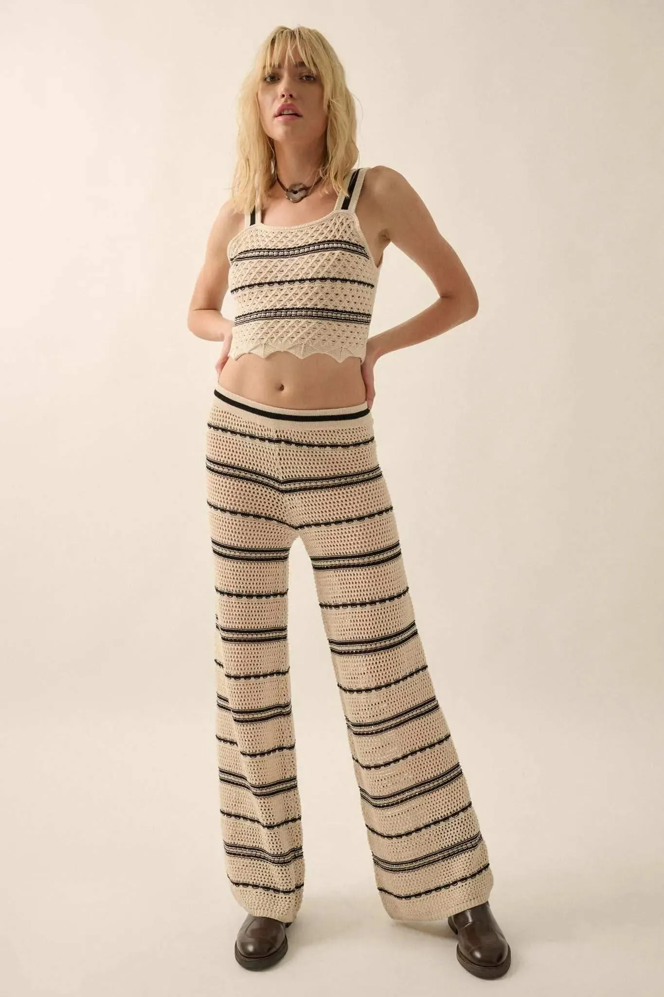 Cali Calling Striped Crochet Knit Cropped Tank Top sold by Promesa product image thumbnail 5