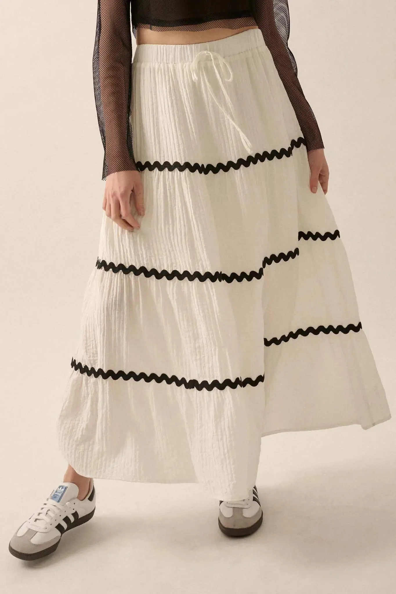 Blissful Breeze Rickrack-Trim Tiered Maxi Skirt sold by Promesa product image thumbnail 5