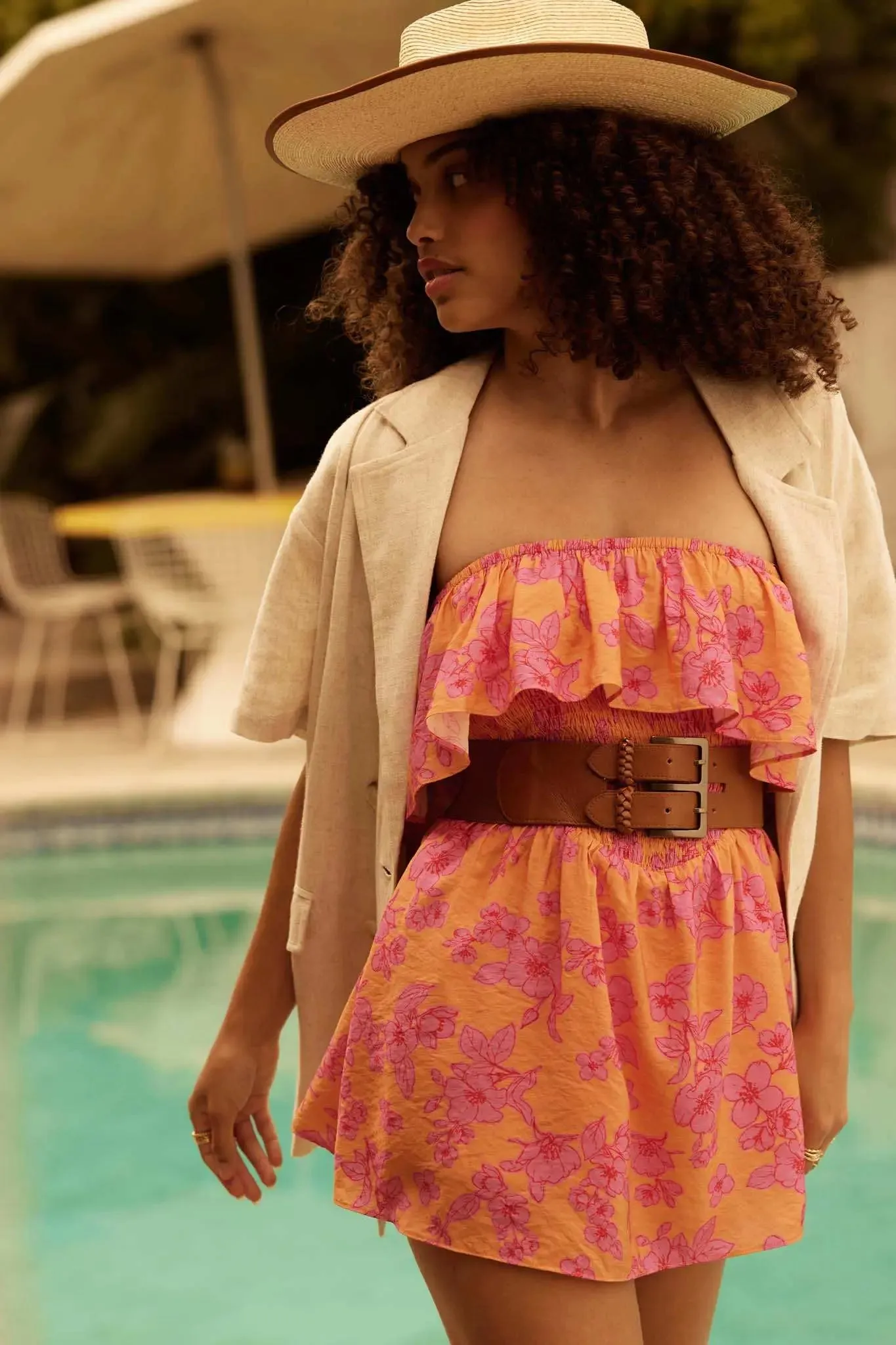 Sunrise Garden Floral Strapless Flounce Romper sold by Promesa product image thumbnail 2