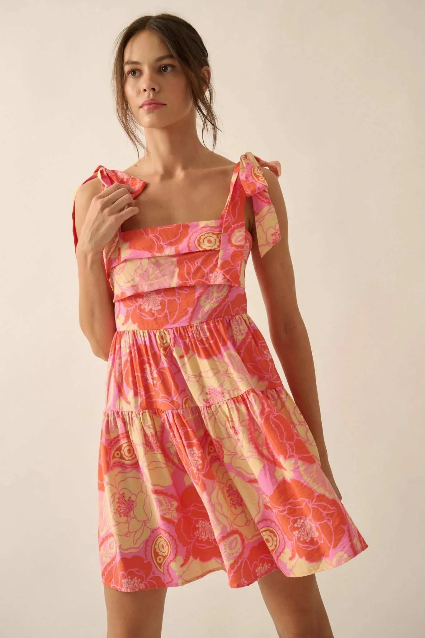 Sherbet Sunday Floral Paisley Tiered Mini Sundress sold by Promesa product image thumbnail 3