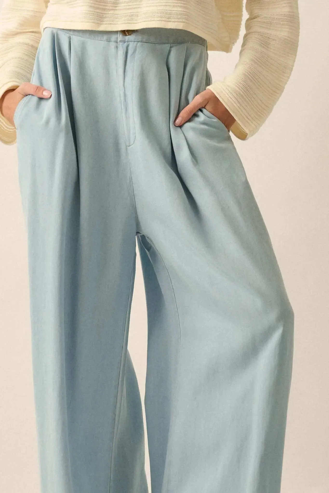 Out of the Blue Pleated Denim Wide-Leg Pants sold by Promesa product image thumbnail 5