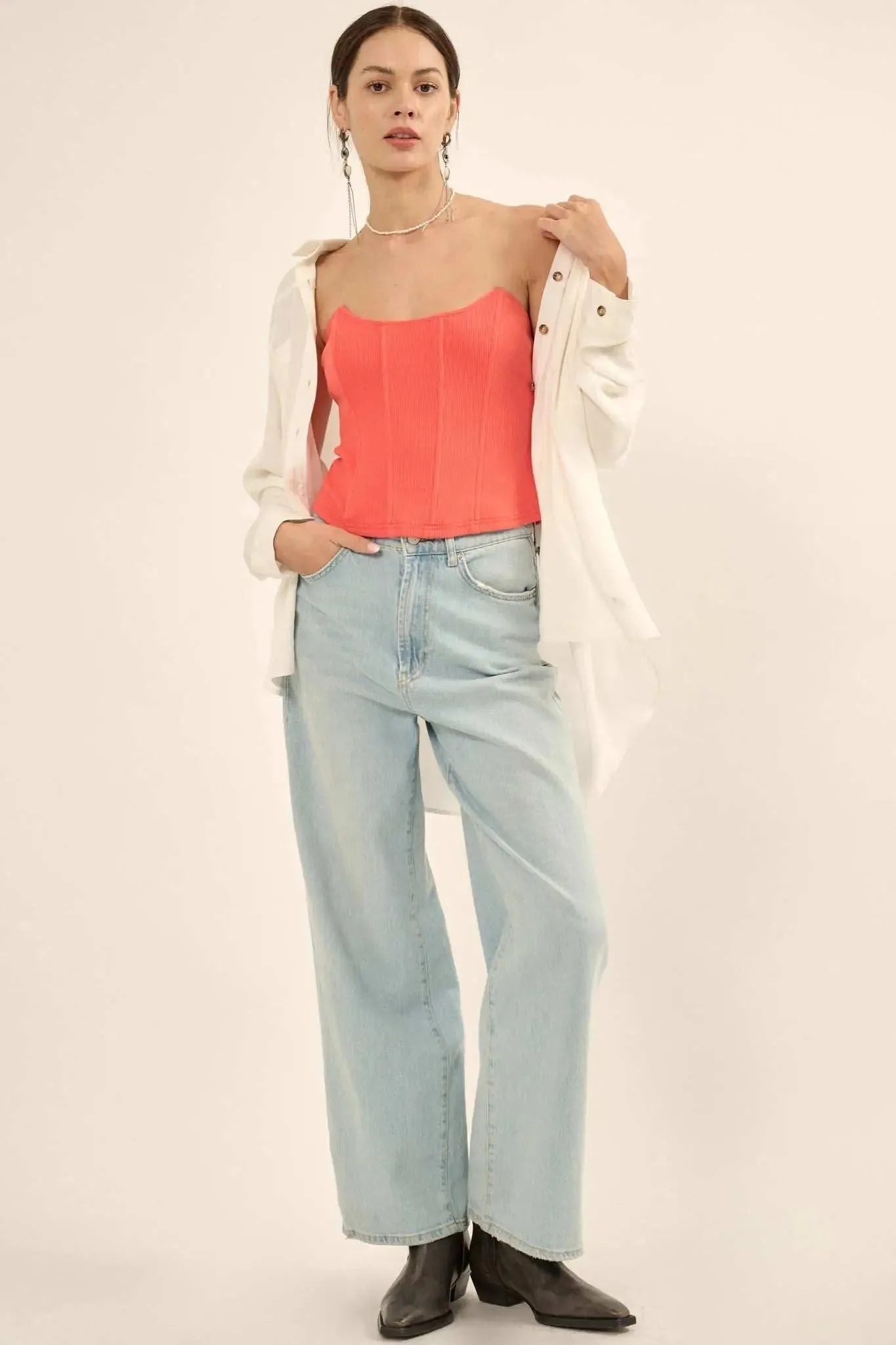 Form Factor Strapless Rib-Knit Corset Top sold by Promesa product image thumbnail 5