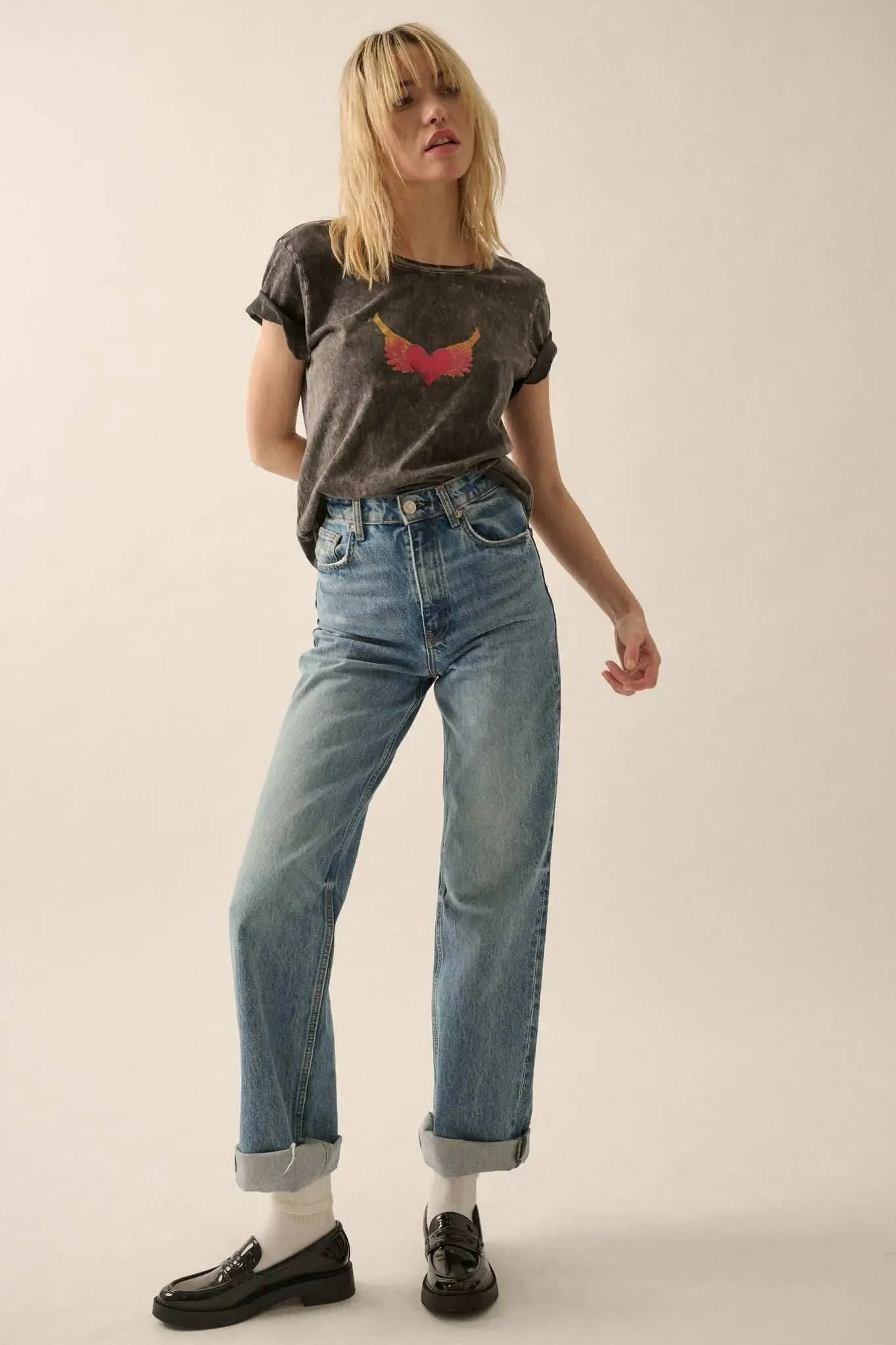 Wings of Love Vintage-Wash Graphic Tee sold by Promesa product image thumbnail 3