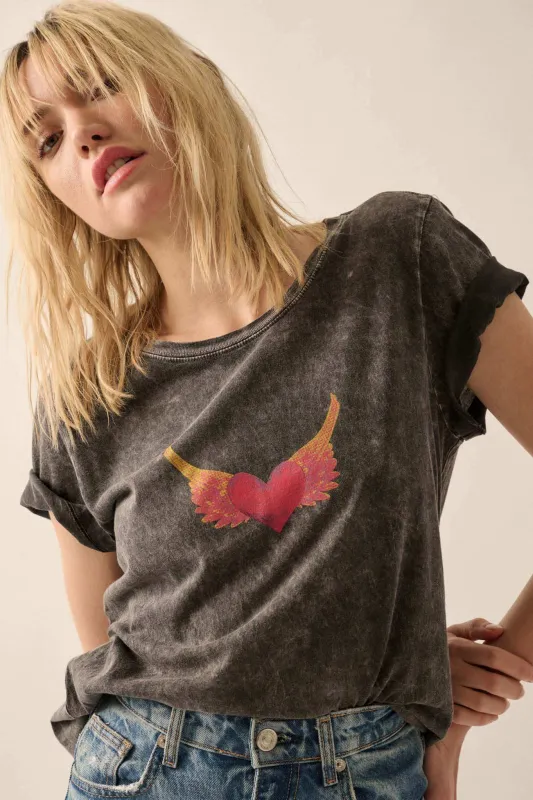 Wings of Love Vintage-Wash Graphic Tee sold by Promesa