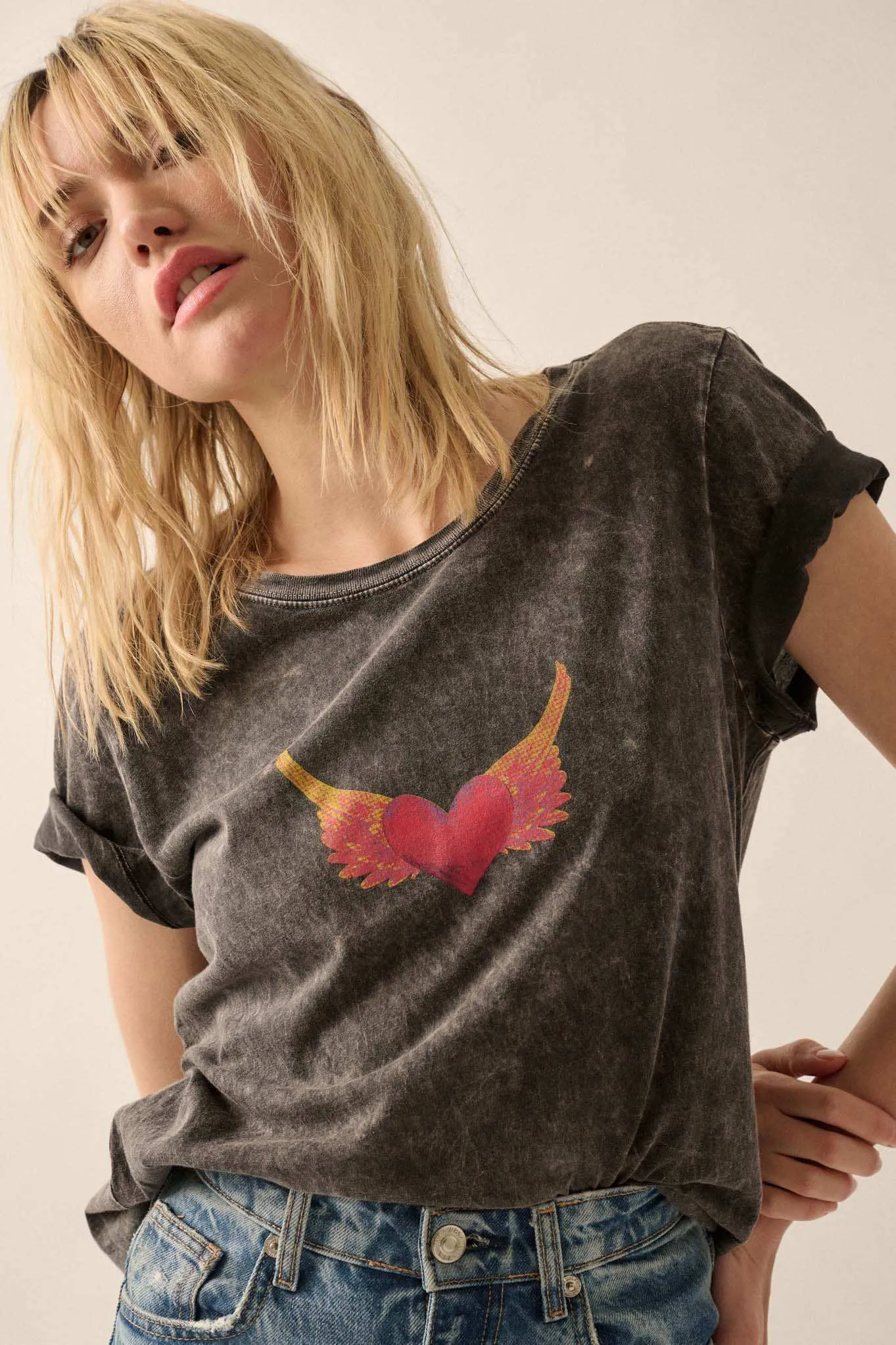Wings of Love Vintage-Wash Graphic Tee sold by Promesa