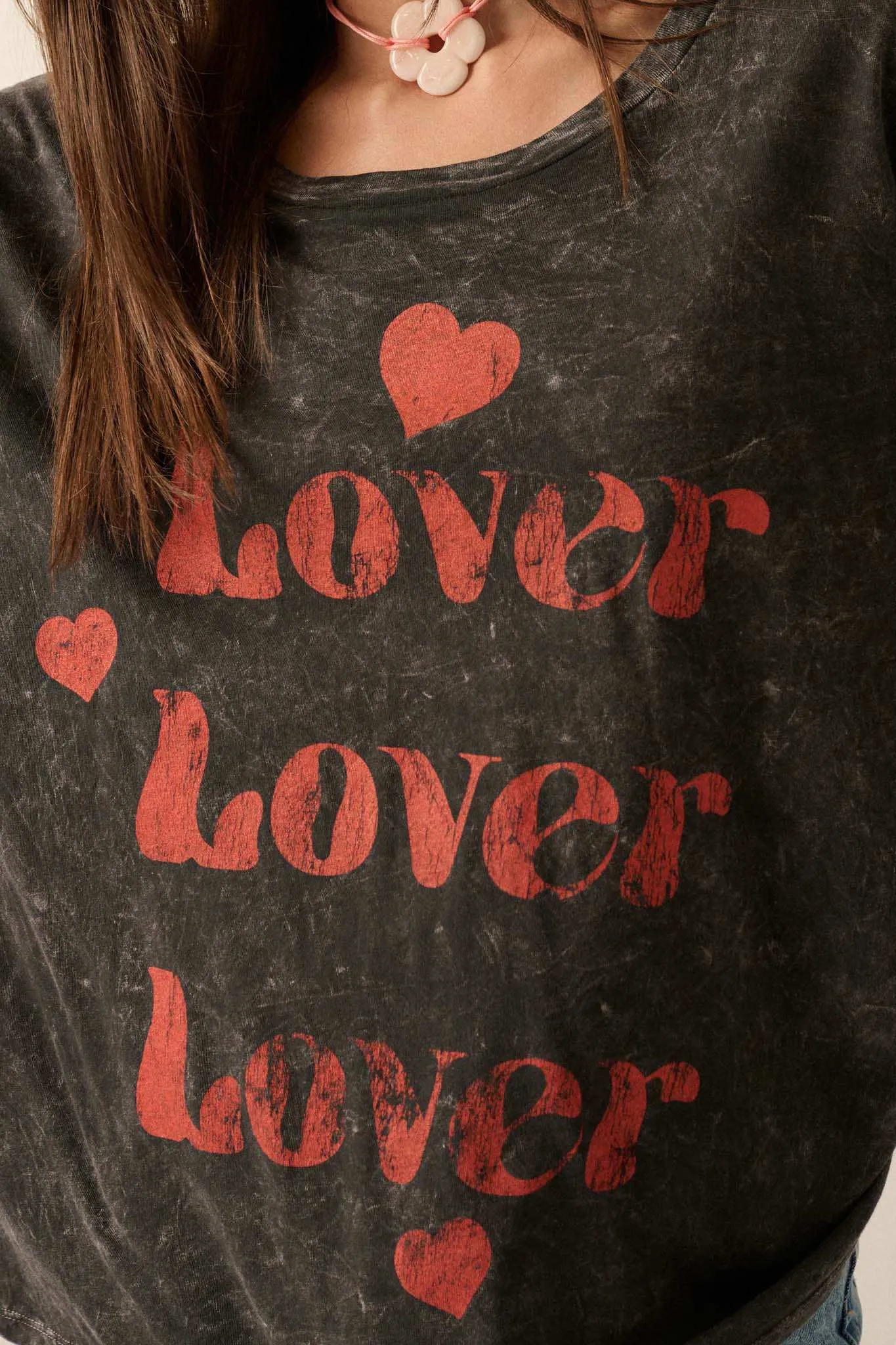 Lover Vintage-Print Long-Sleeve Graphic Tee sold by Promesa product image thumbnail 2