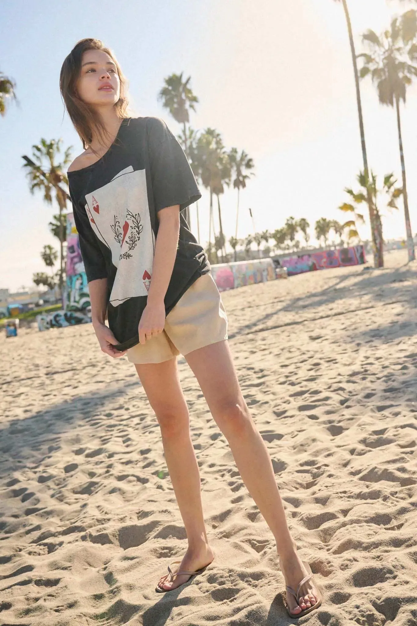 Ace of Hearts Vintage-Wash Distressed Graphic Tee sold by Promesa product image thumbnail 3