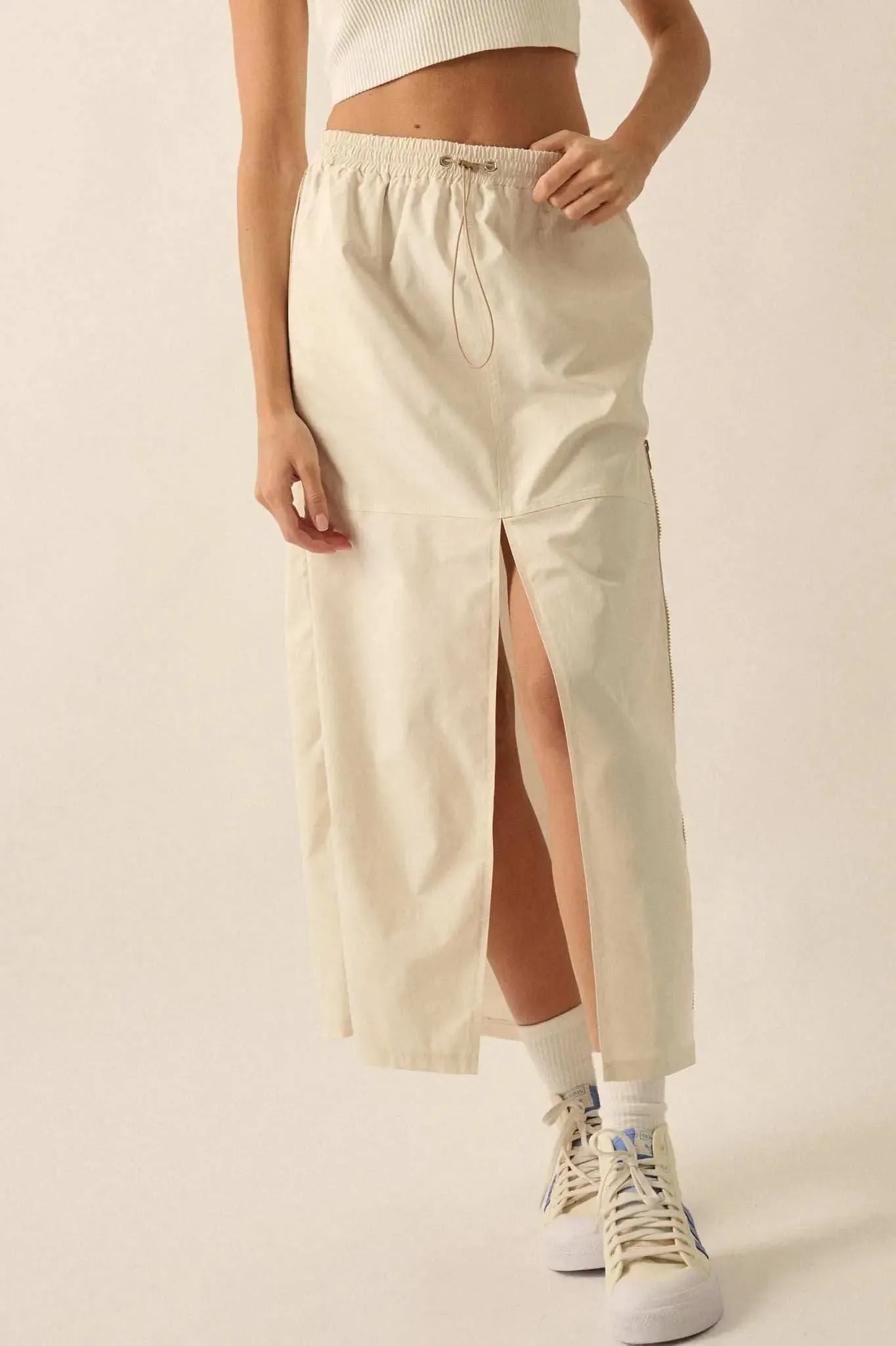 Zip Code Side-Zip Piping-Trim Drawstring Skirt sold by Promesa product image thumbnail 2