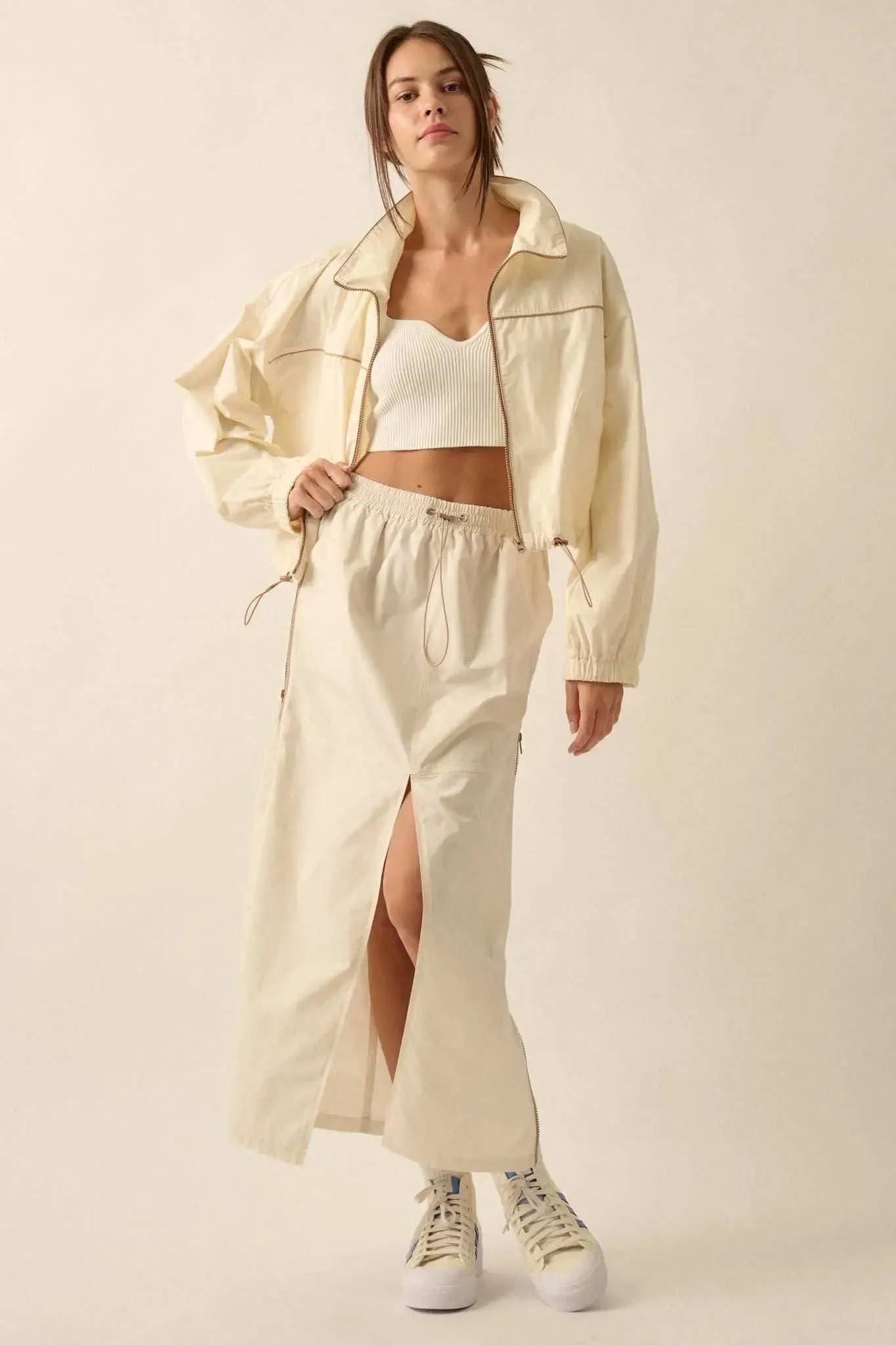 Zip Code Side-Zip Piping-Trim Drawstring Skirt sold by Promesa product image thumbnail 4