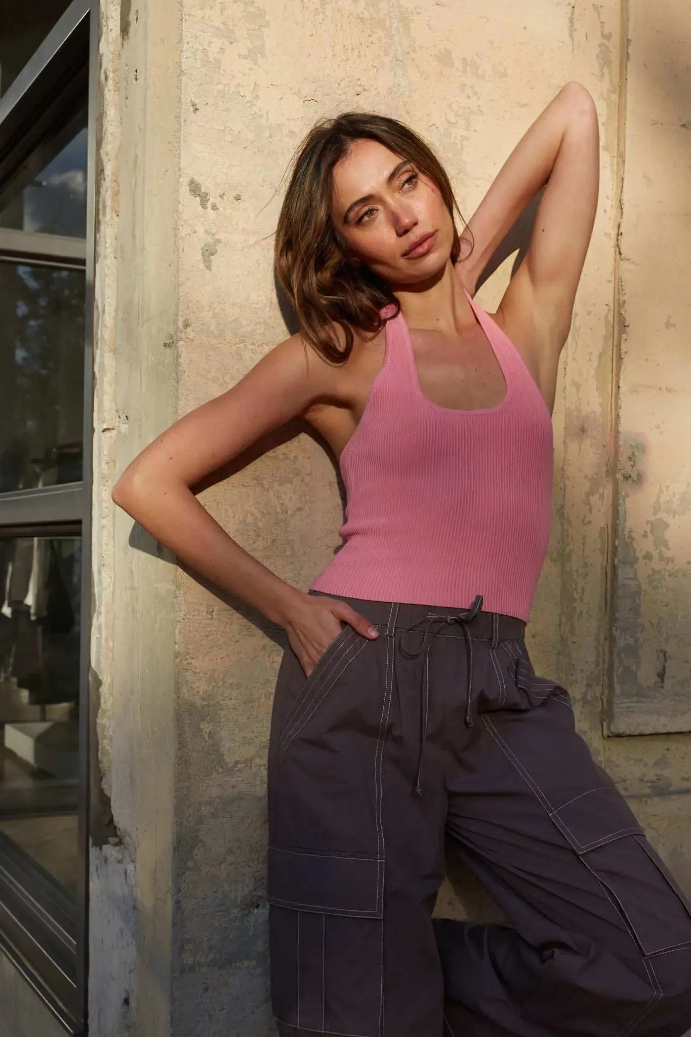 Shaper Fit Halter Rib-Knit Open-Back Tank Top sold by Promesa