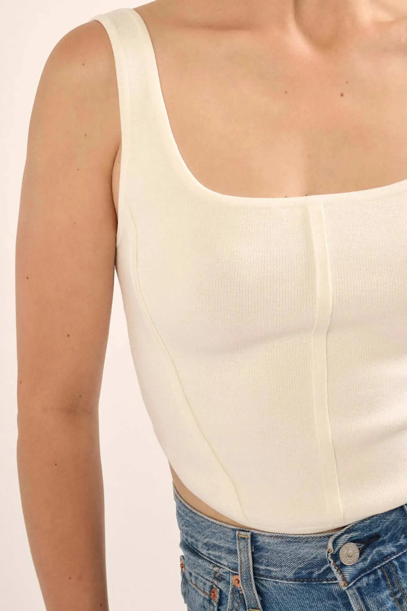 Shaper Fit Square Neck Rib-Knit Corset Tank Top sold by Promesa product image thumbnail 4