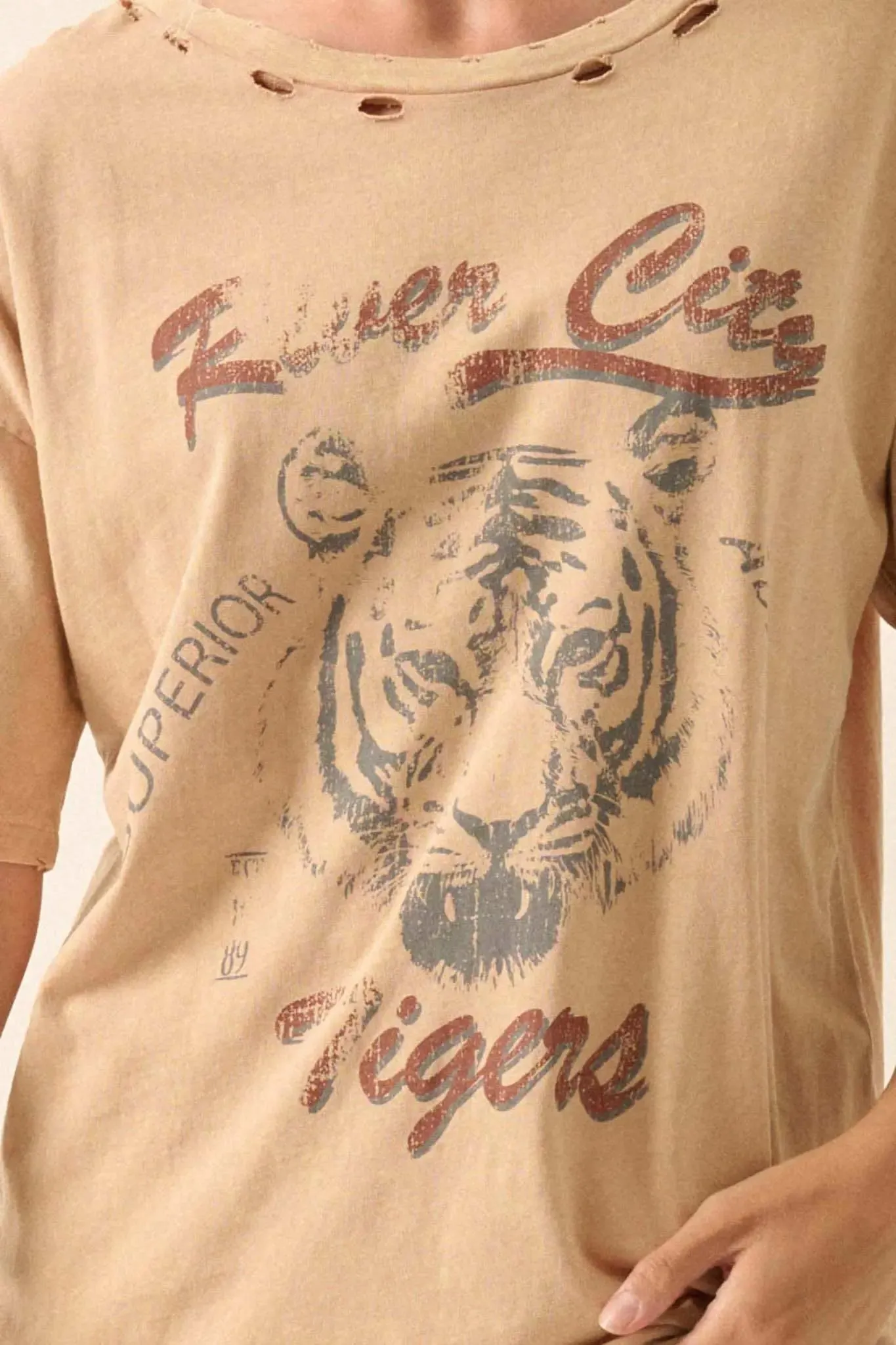 River City Tigers Distressed Oversize Graphic Tee sold by Promesa product image thumbnail 2