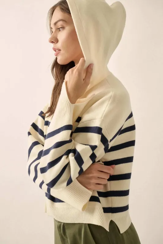 Perfect Storm Nautical-Stripe Hooded Sweater made by Promesa