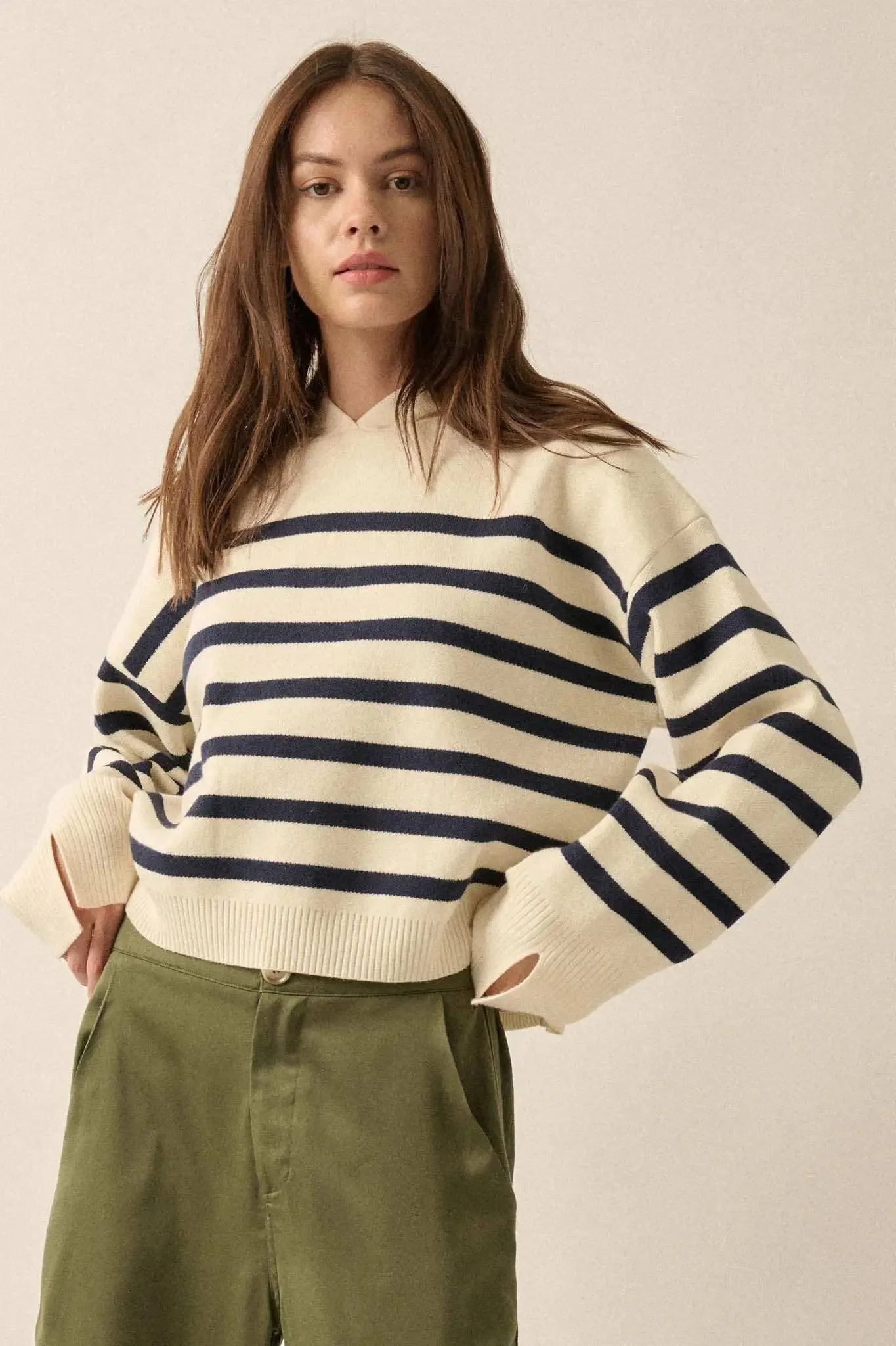Perfect Storm Nautical-Stripe Hooded Sweater sold by Promesa product image thumbnail 2