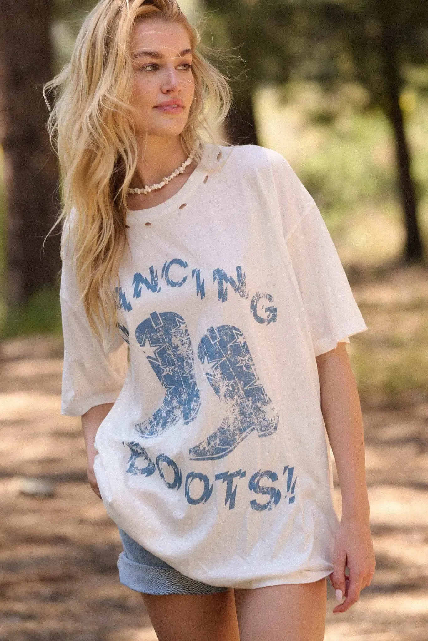 Dancing Boots Distressed Oversize Graphic Tee sold by Promesa product image thumbnail 3
