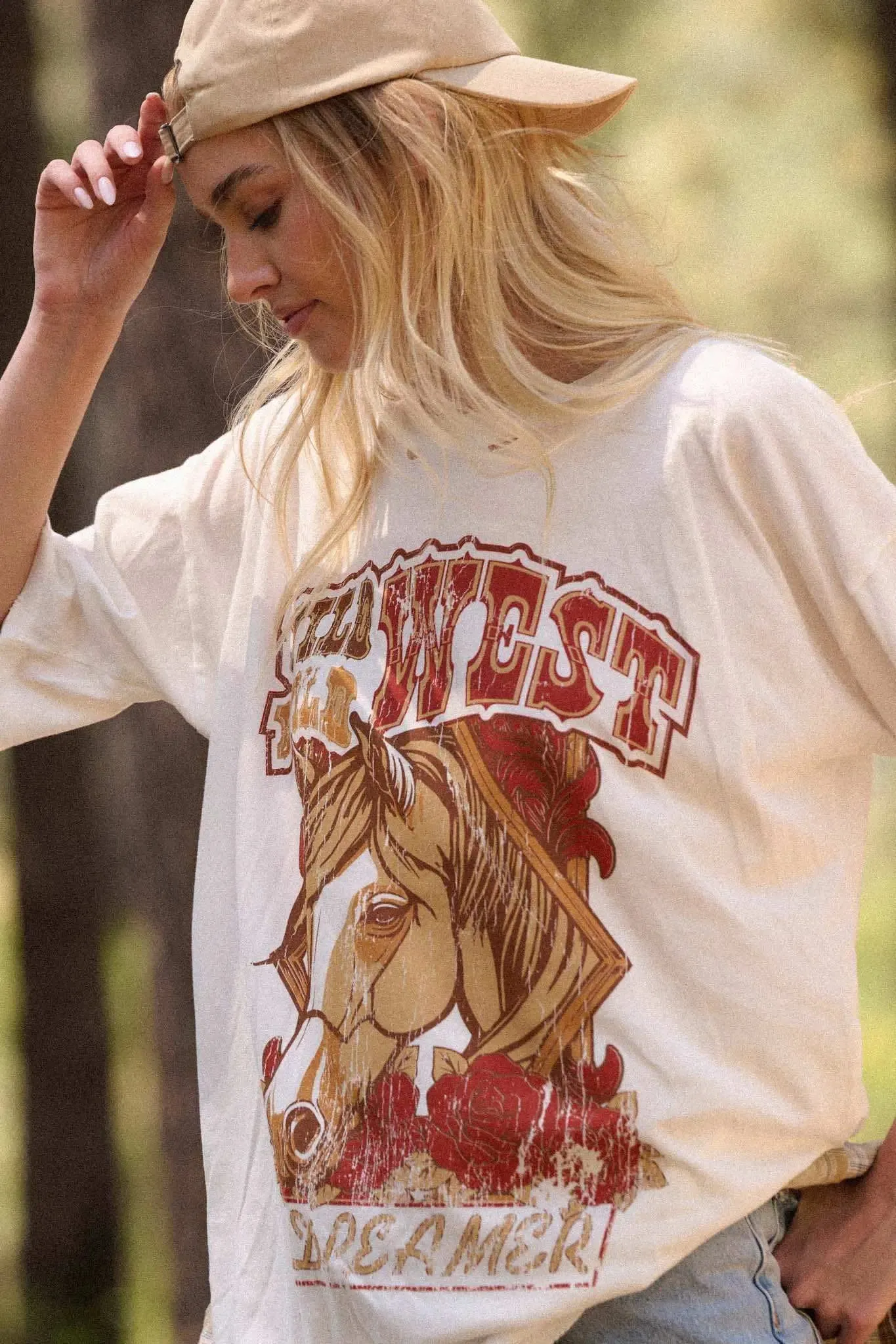 Wild West Dreamer Distressed Oversize Graphic Tee sold by Promesa product image thumbnail 3