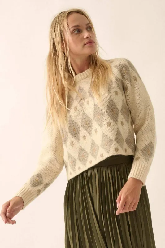 Diamonds Are Forever Argyle Cropped Sweater sold by Promesa