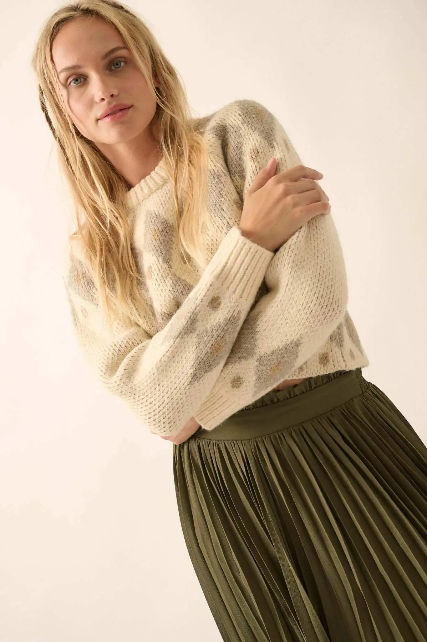 Diamonds Are Forever Argyle Cropped Sweater sold by Promesa product image thumbnail 5