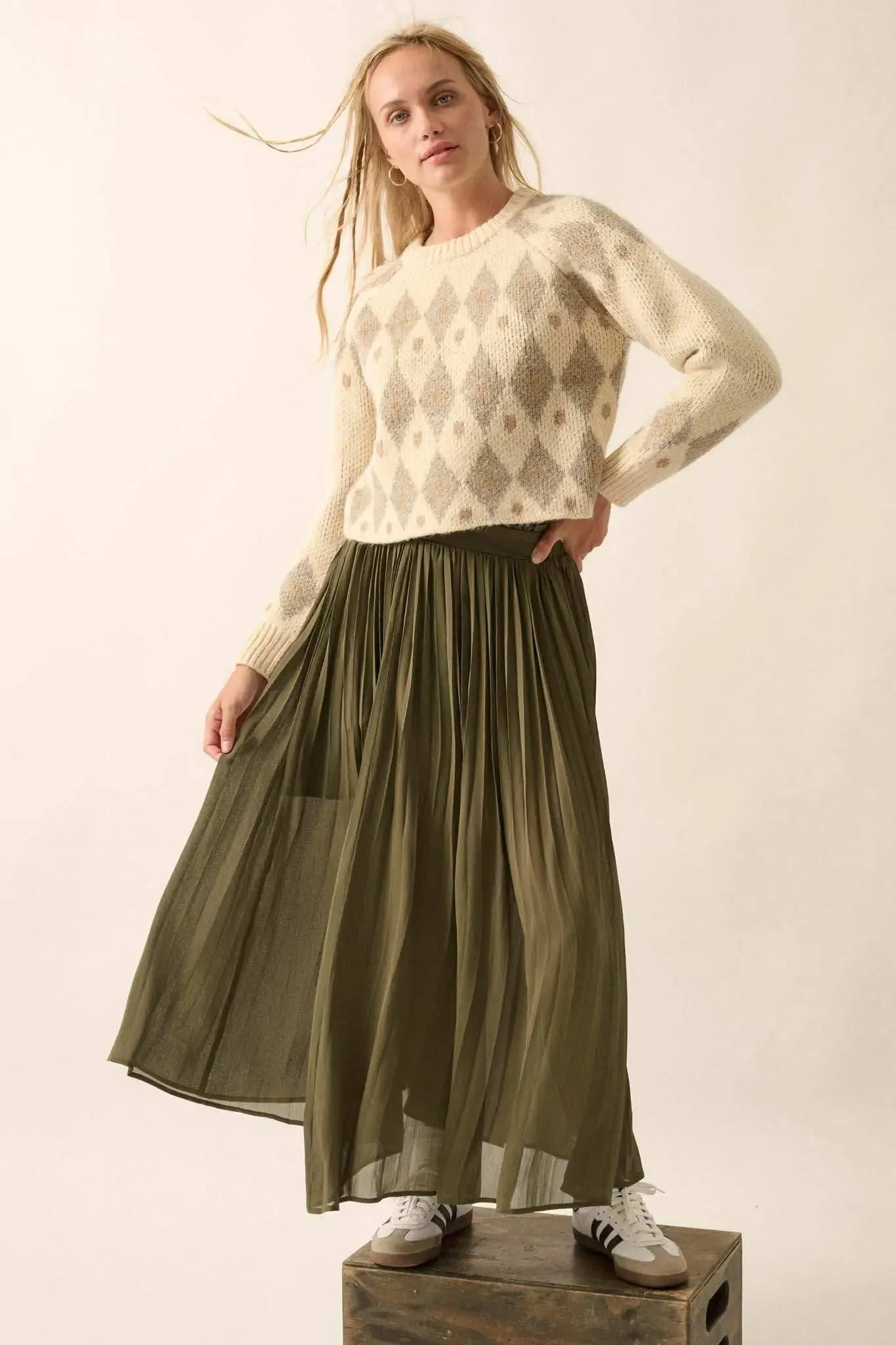 Diamonds Are Forever Argyle Cropped Sweater sold by Promesa product image thumbnail 3