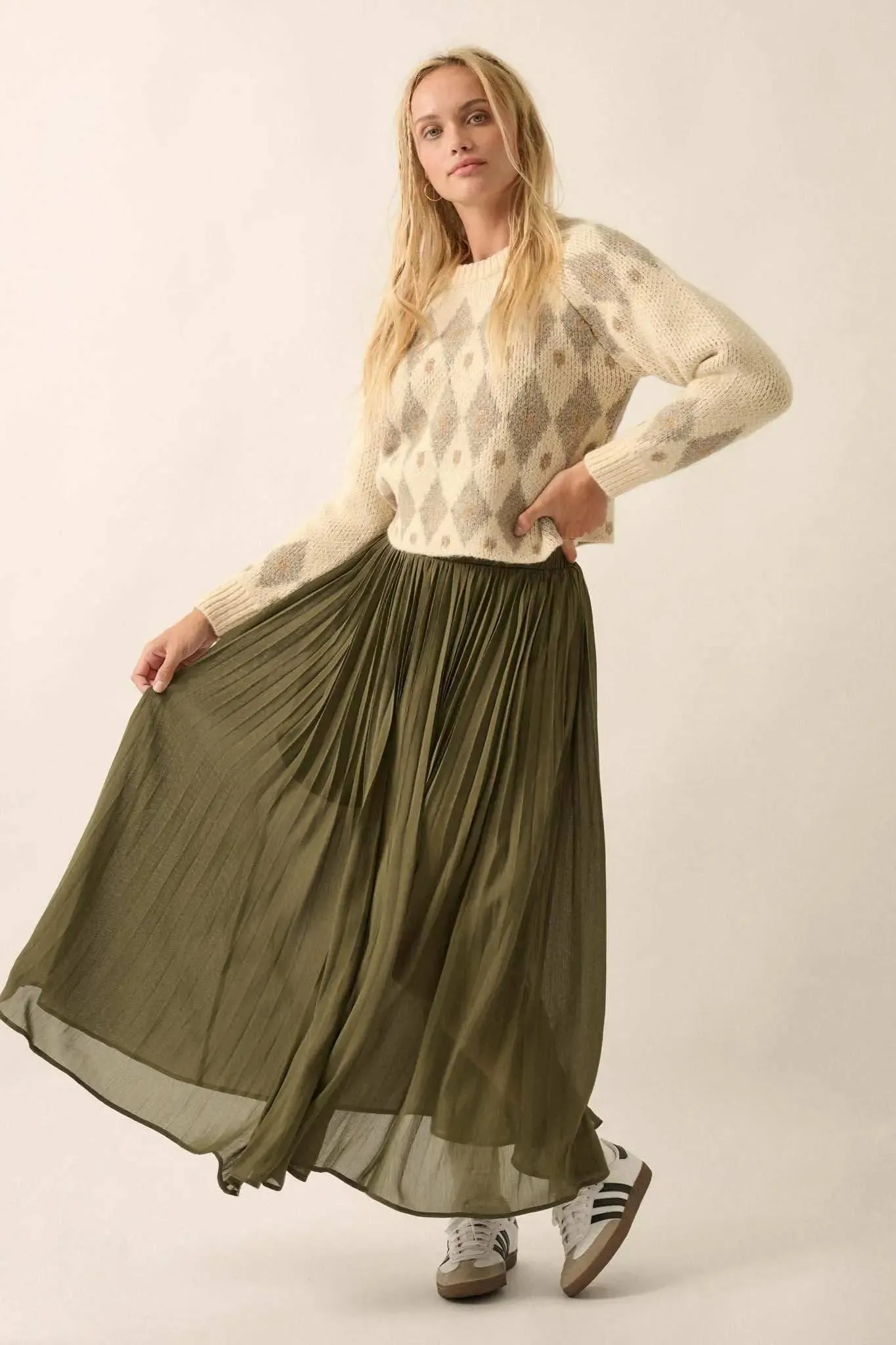 Long Time Coming Accordion Pleated Maxi Skirt sold by Promesa product image thumbnail 4