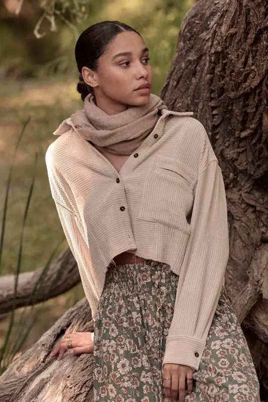 Away from Home Raw-Edge Corduroy Pocket Shirt sold by Promesa