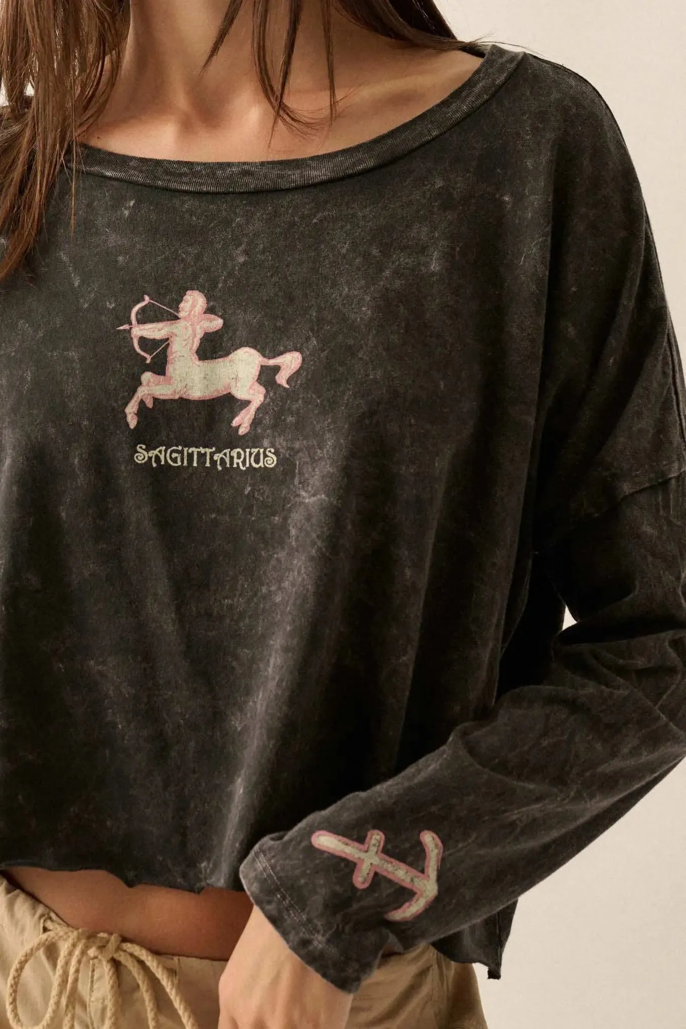 Astrology Girl Cropped Long-Sleeve Graphic Tee sold by Promesa product image thumbnail 2