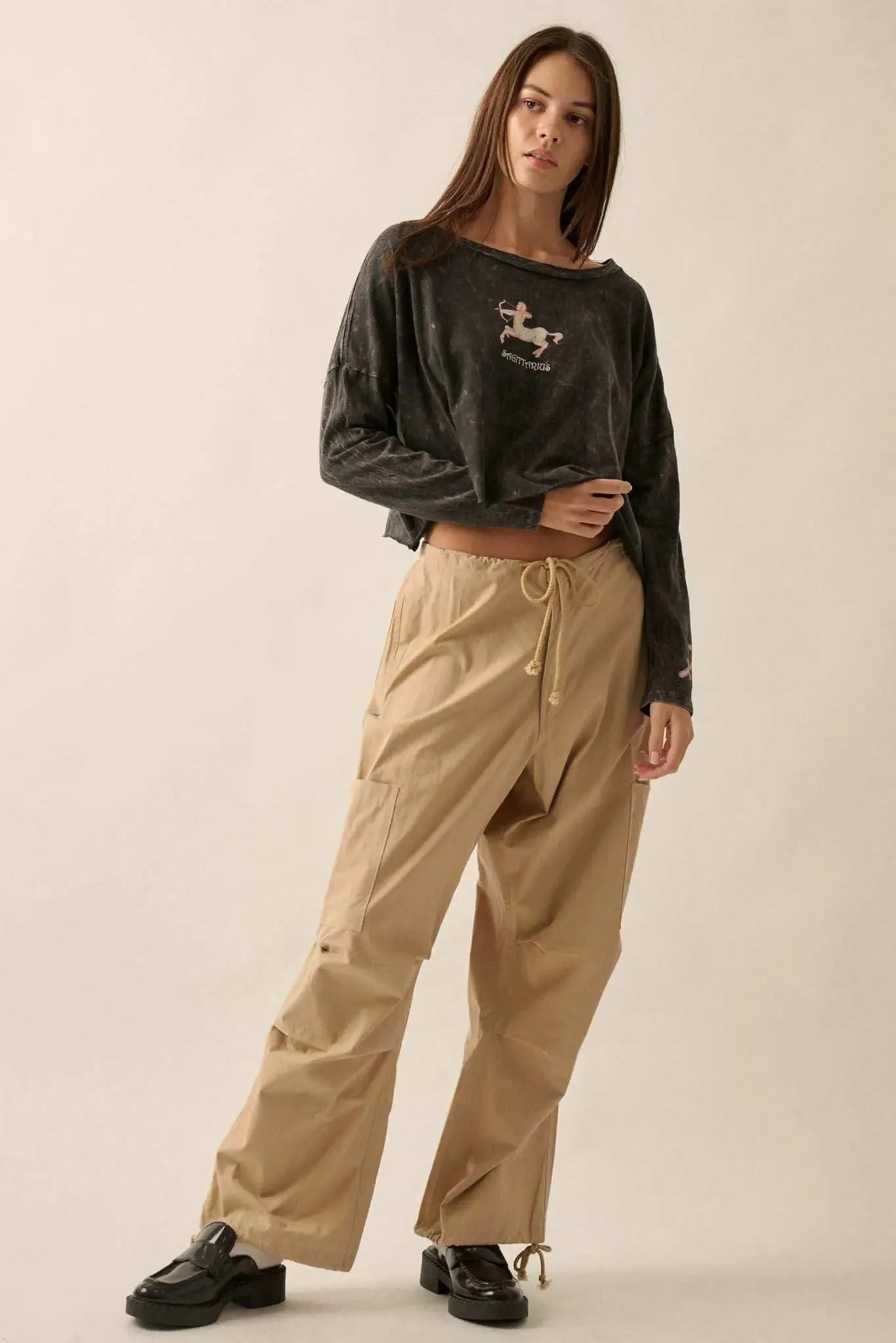 Astrology Girl Cropped Long-Sleeve Graphic Tee sold by Promesa product image thumbnail 3