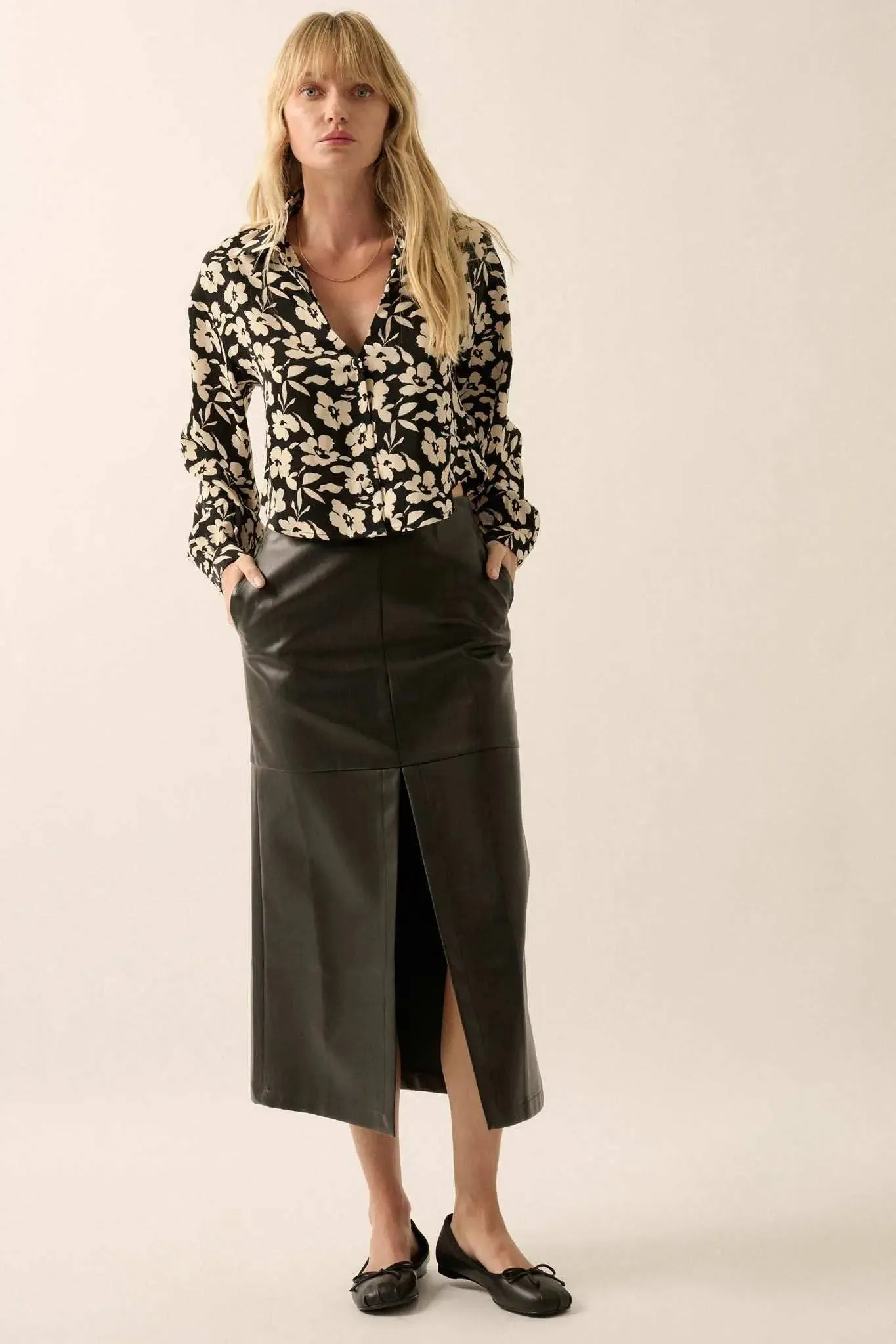 Leading Edge Vegan Leather Pencil Skirt sold by Promesa product image thumbnail 5