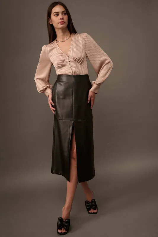 Leading Edge Vegan Leather Pencil Skirt sold by Promesa
