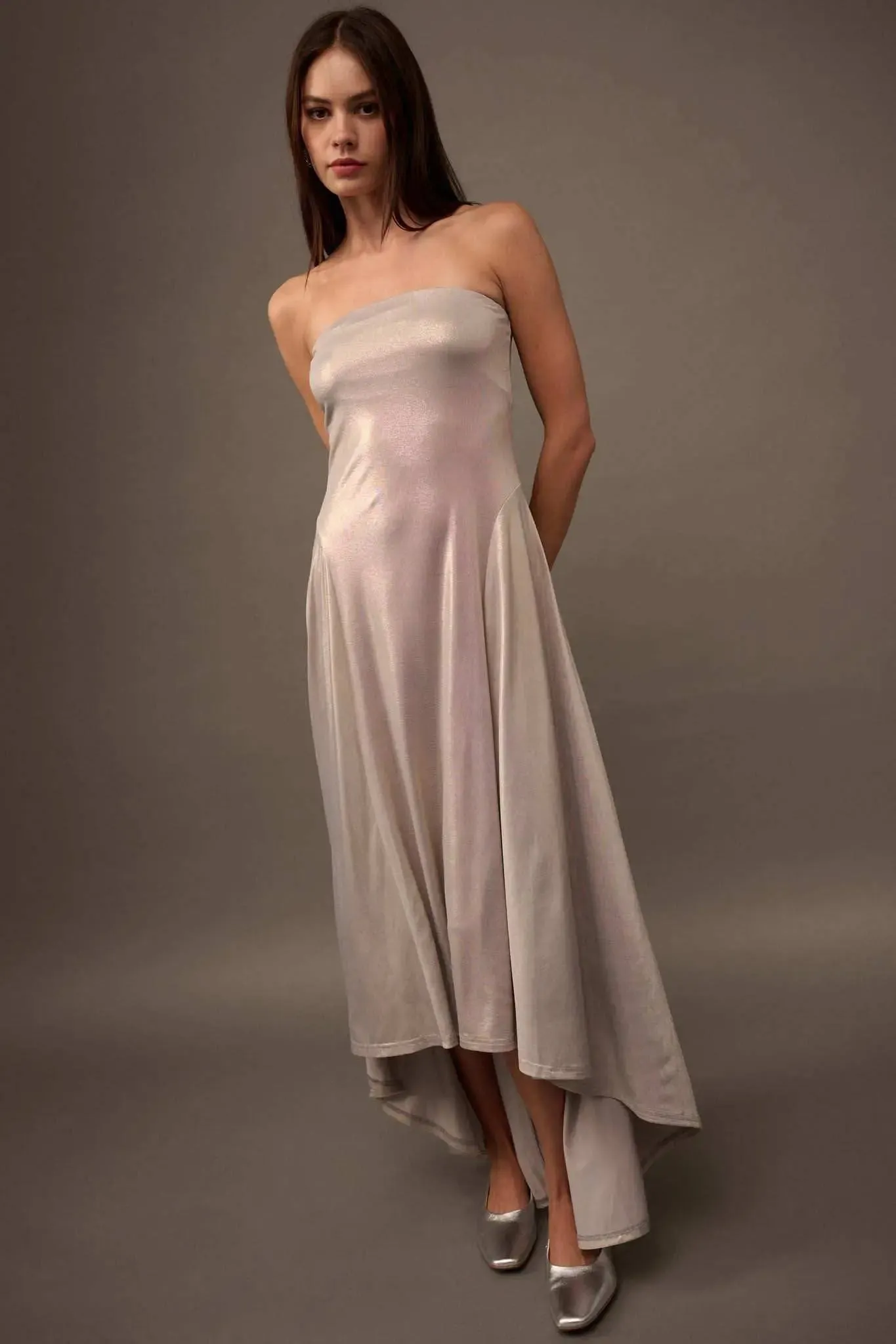 Love the Nightlife Strapless Shimmer Maxi Dress sold by Promesa product image thumbnail 2