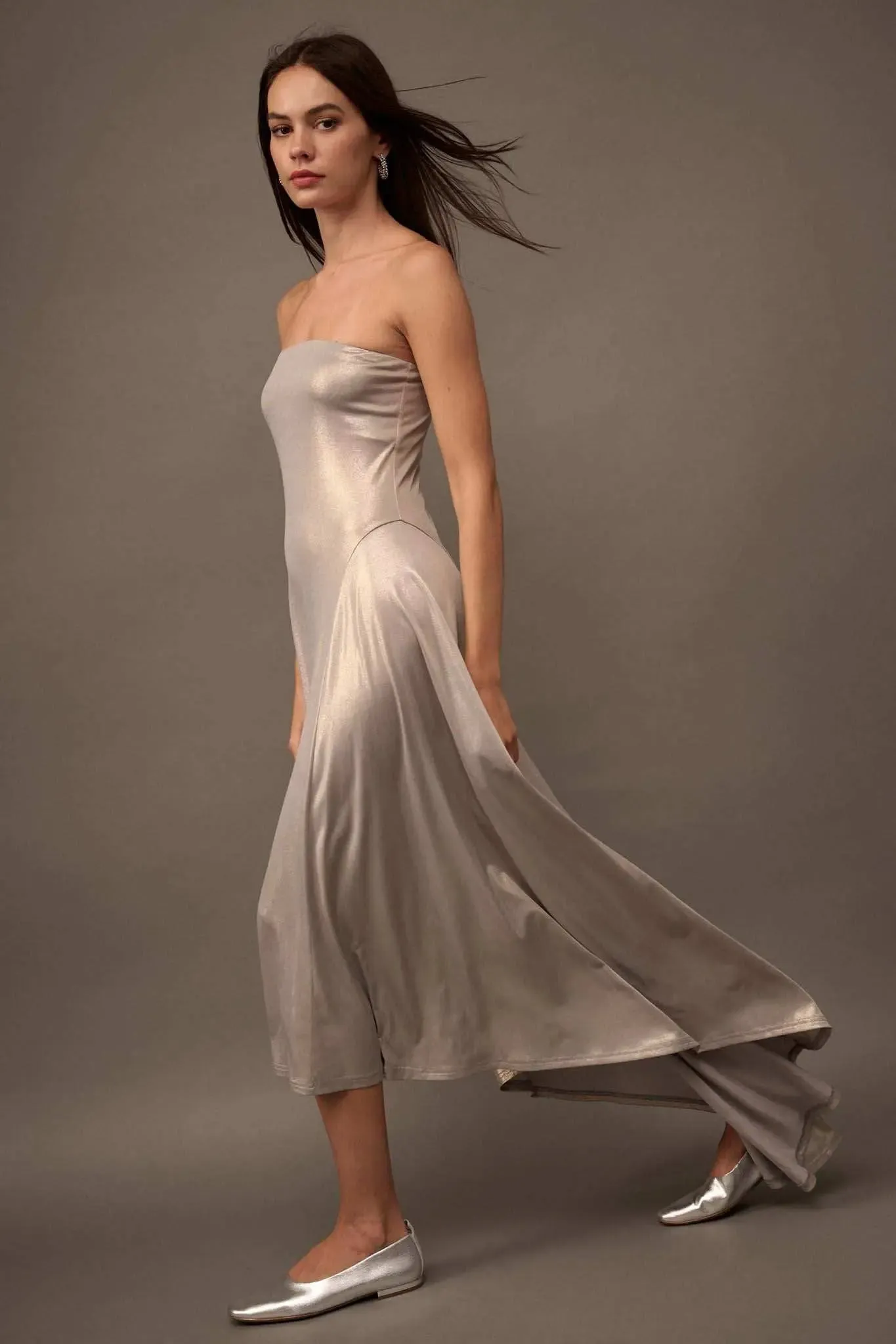 Love the Nightlife Strapless Shimmer Maxi Dress sold by Promesa