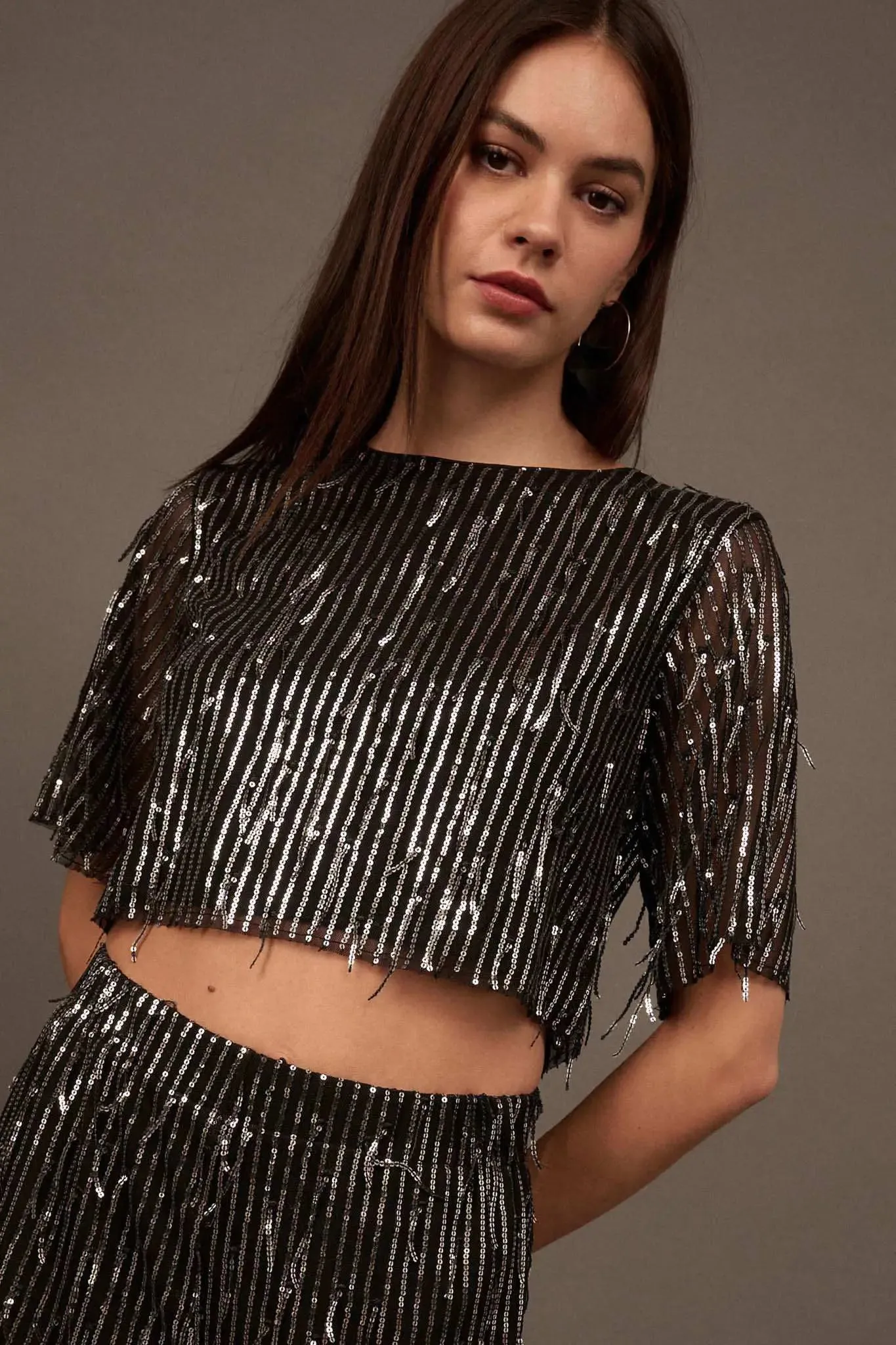 Razzle Dazzle Sequin Stripe Crop Top sold by Promesa