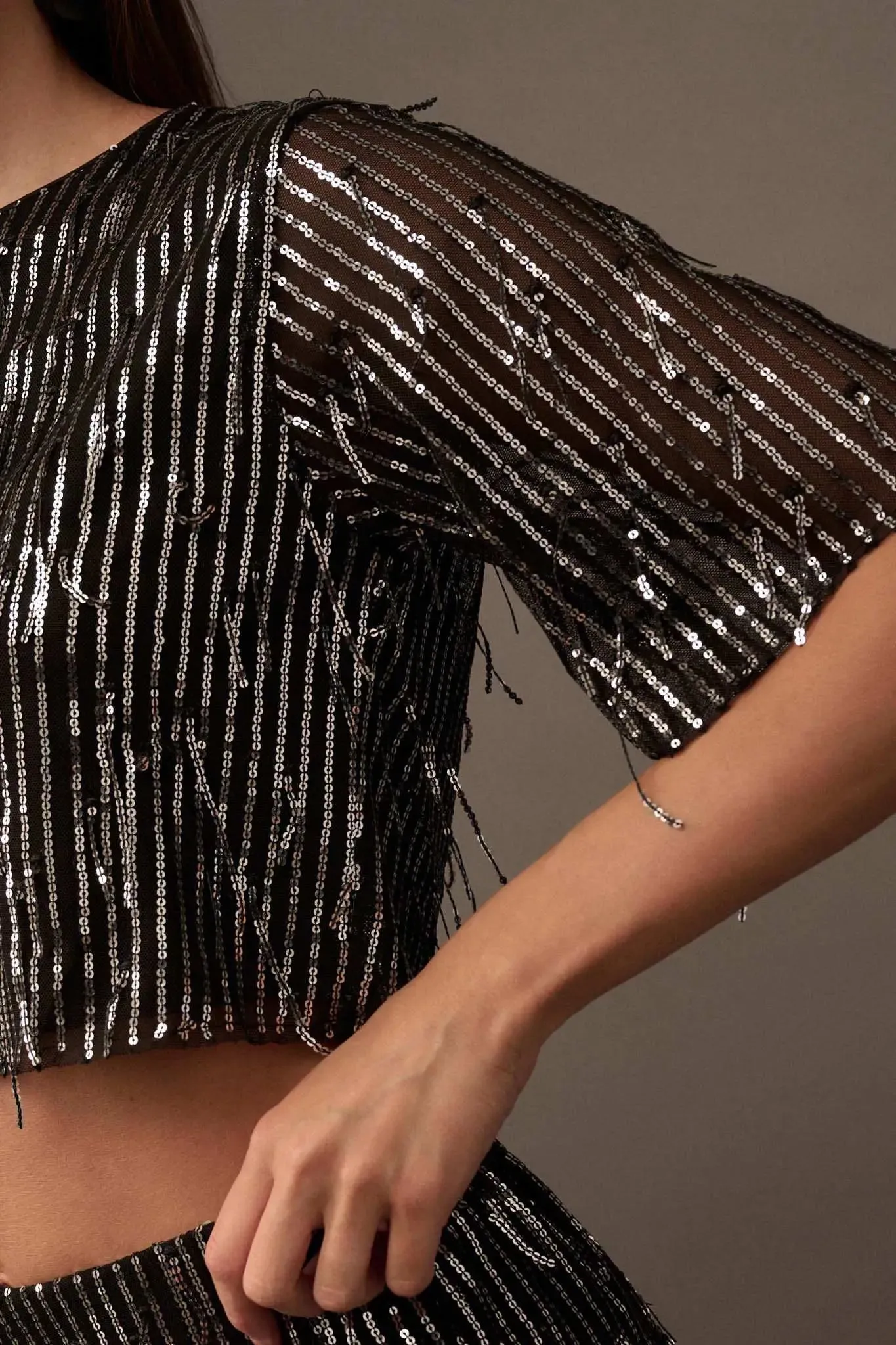 Razzle Dazzle Sequin Stripe Crop Top sold by Promesa product image thumbnail 2