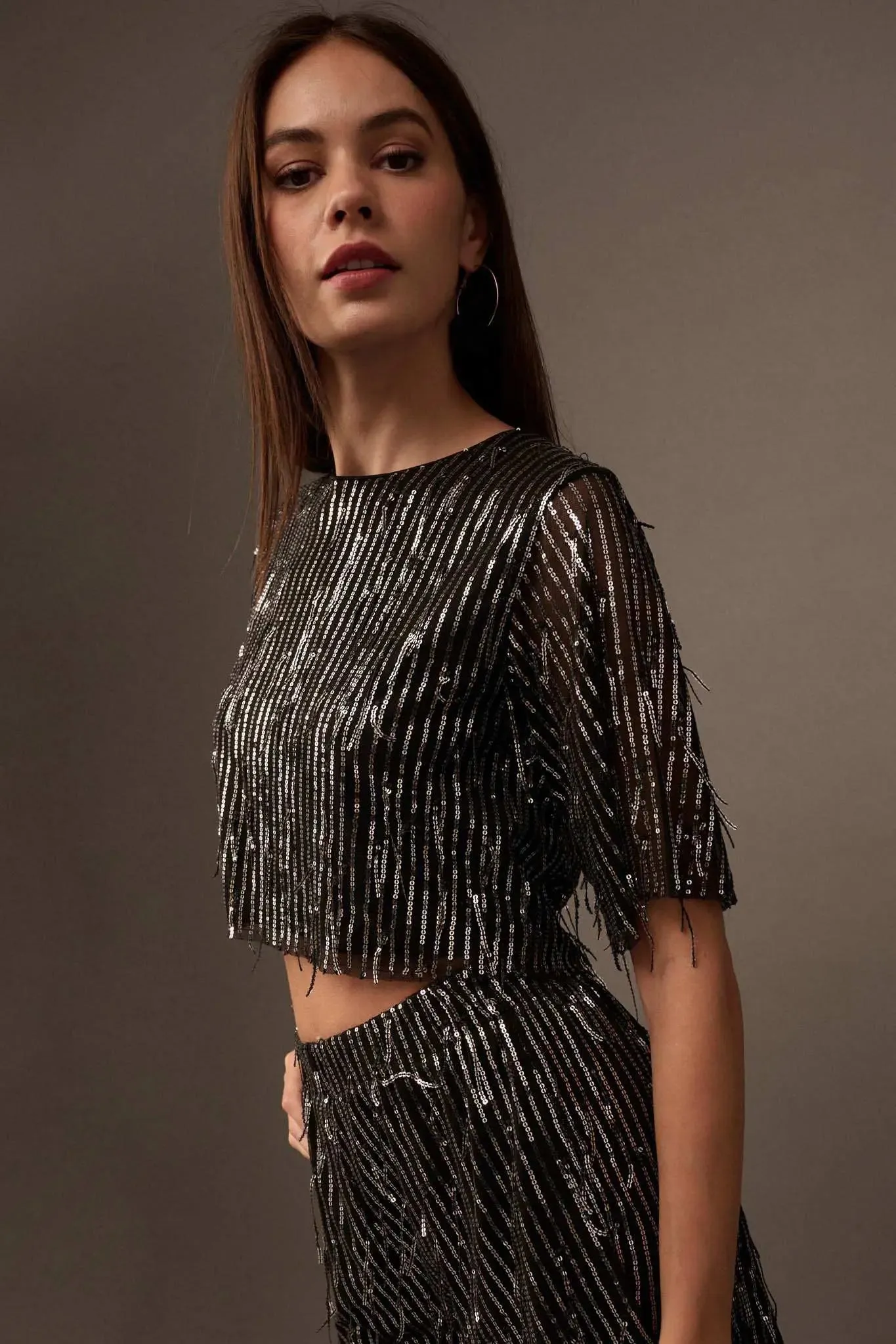 Razzle Dazzle Sequin Stripe Crop Top sold by Promesa product image thumbnail 5
