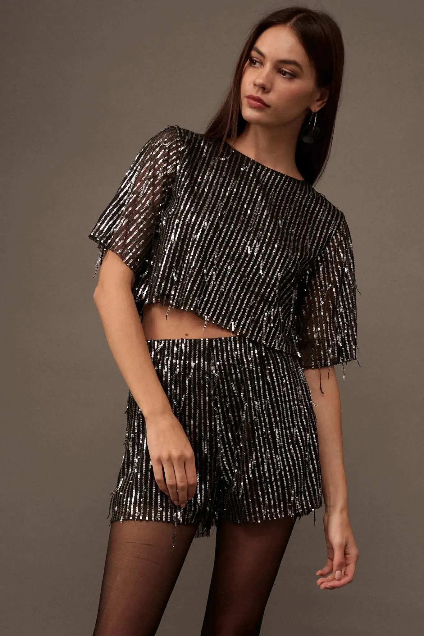 Razzle Dazzle Sequin Stripe Crop Top sold by Promesa product image thumbnail 4