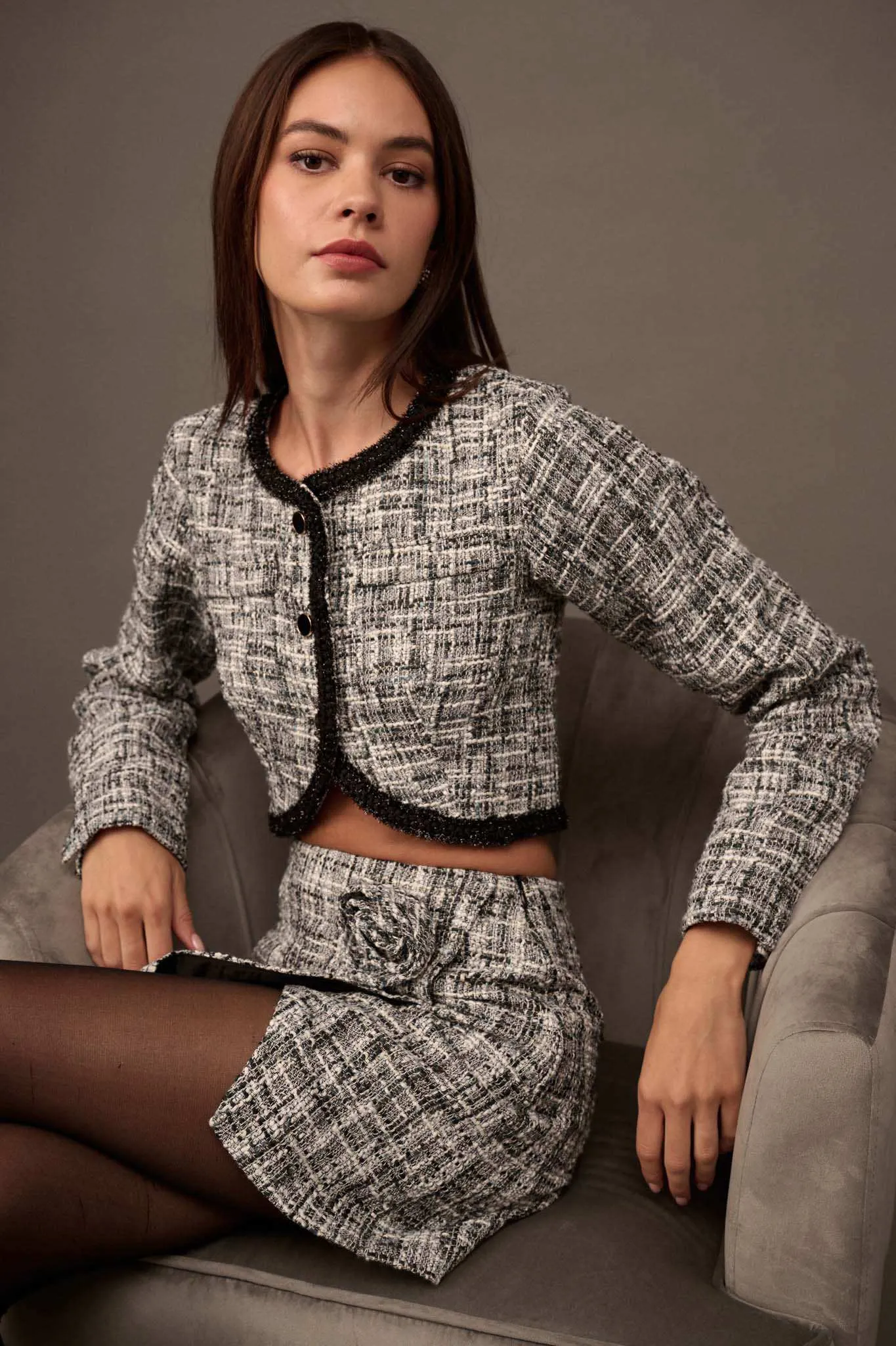 Pure Couture Cropped Tweed Blazer sold by Promesa