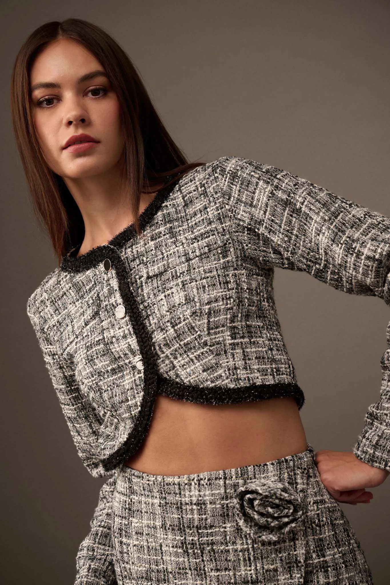 Pure Couture Cropped Tweed Blazer sold by Promesa product image thumbnail 4