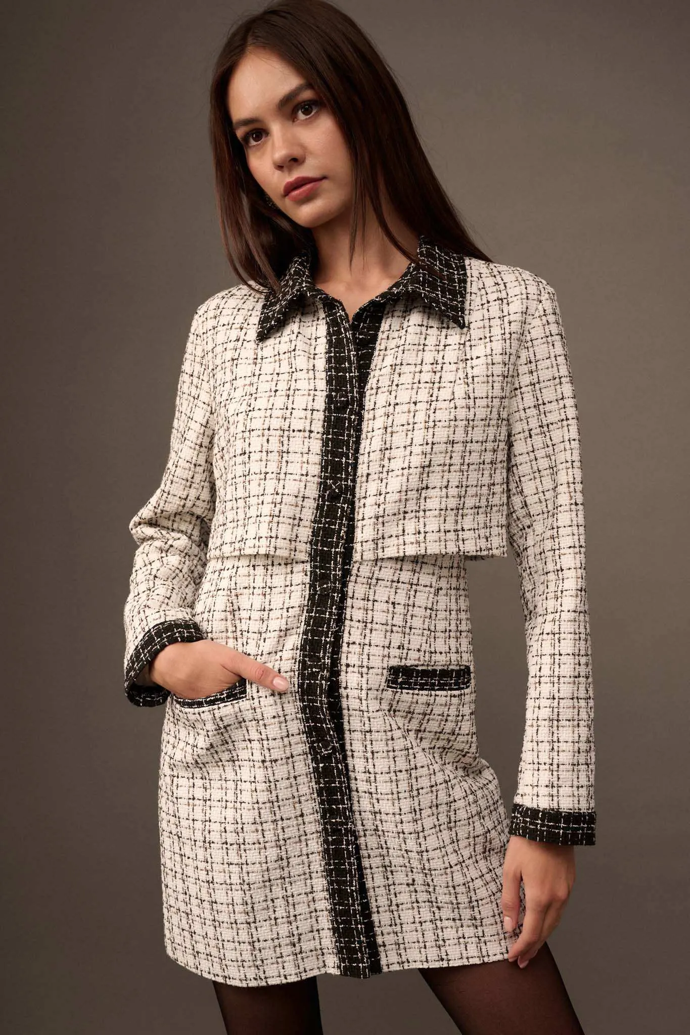 Call Me Coco Tweed Layered-Look Suit Dress sold by Promesa product image thumbnail 3