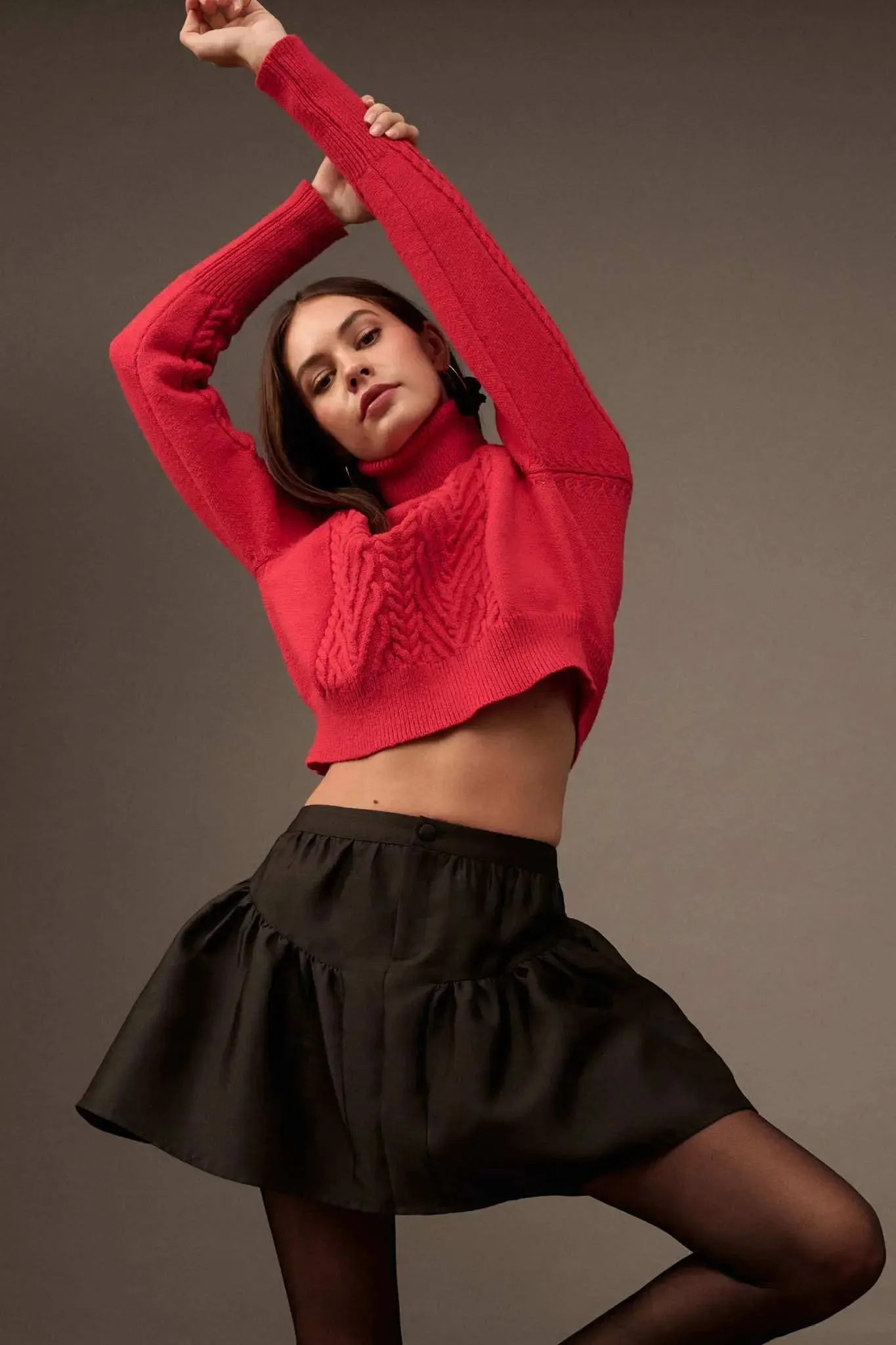 Open Heart Keyhole Cable Knit Turtleneck Sweater sold by Promesa product image thumbnail 3