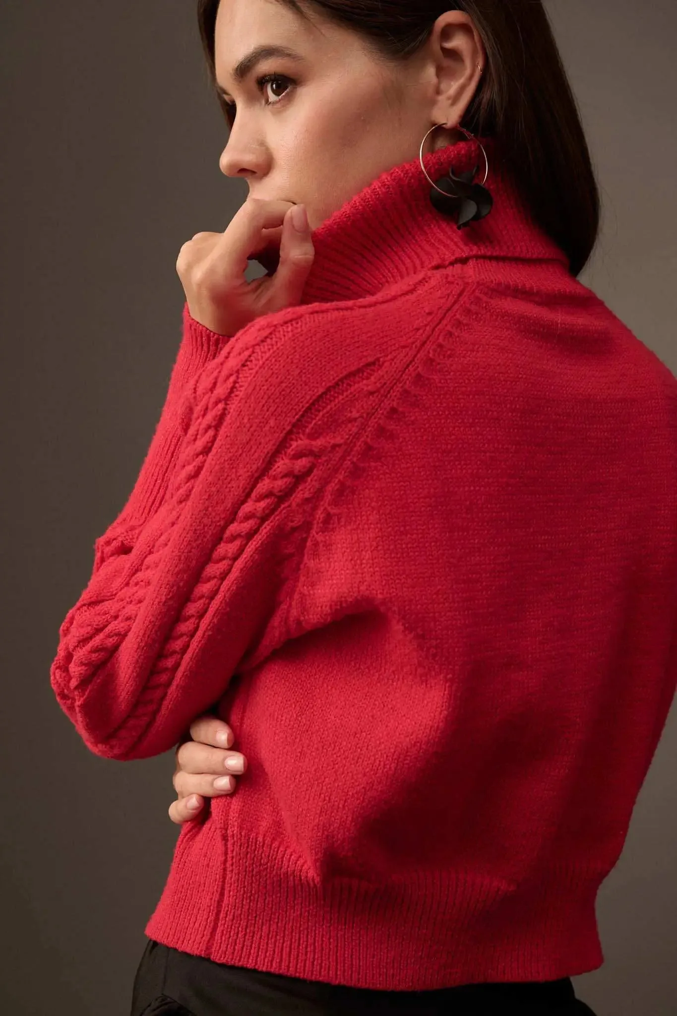 Open Heart Keyhole Cable Knit Turtleneck Sweater sold by Promesa