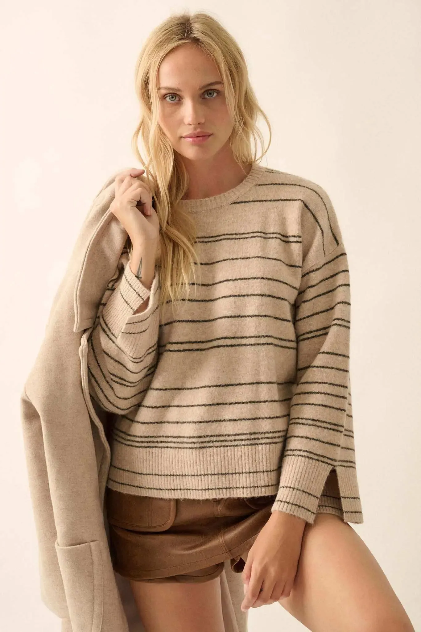 By the Rules Striped Split-Sleeve Sweater sold by Promesa product image thumbnail 5