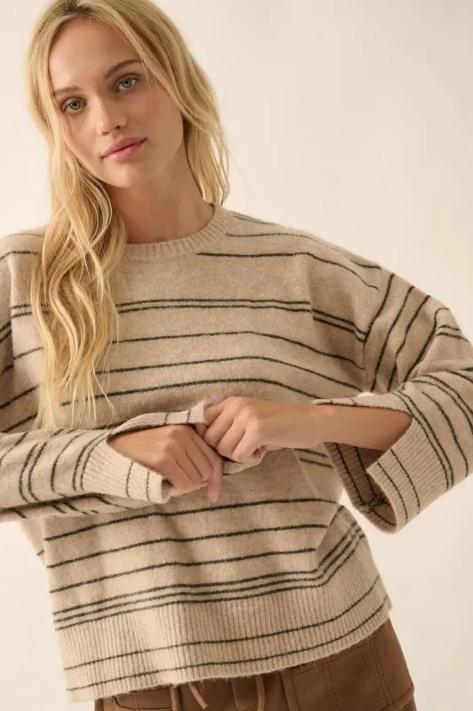 By the Rules Striped Split-Sleeve Sweater sold by Promesa