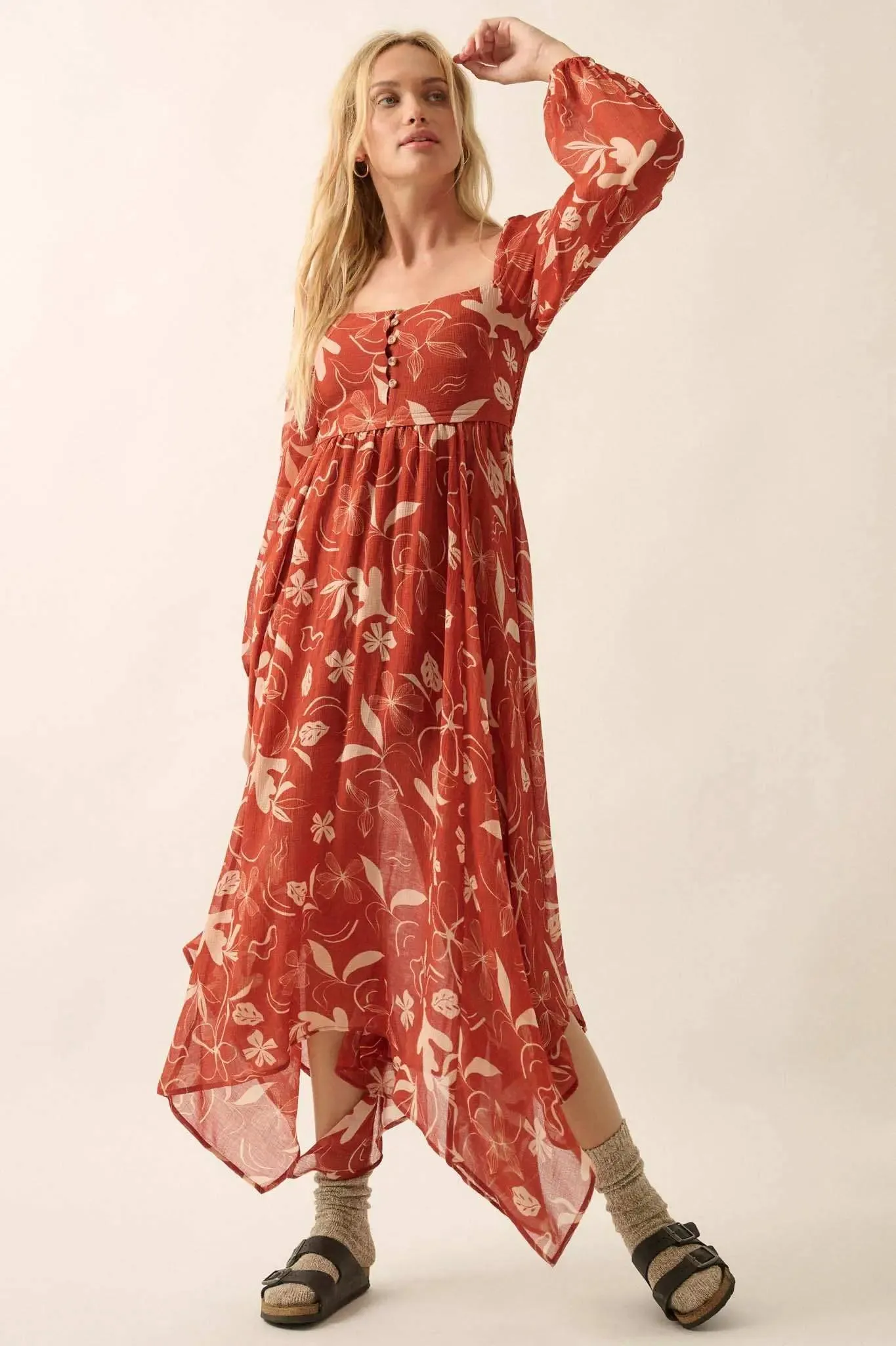 Autumn Winds Floral Chiffon Maxi Dress sold by Promesa product image thumbnail 2