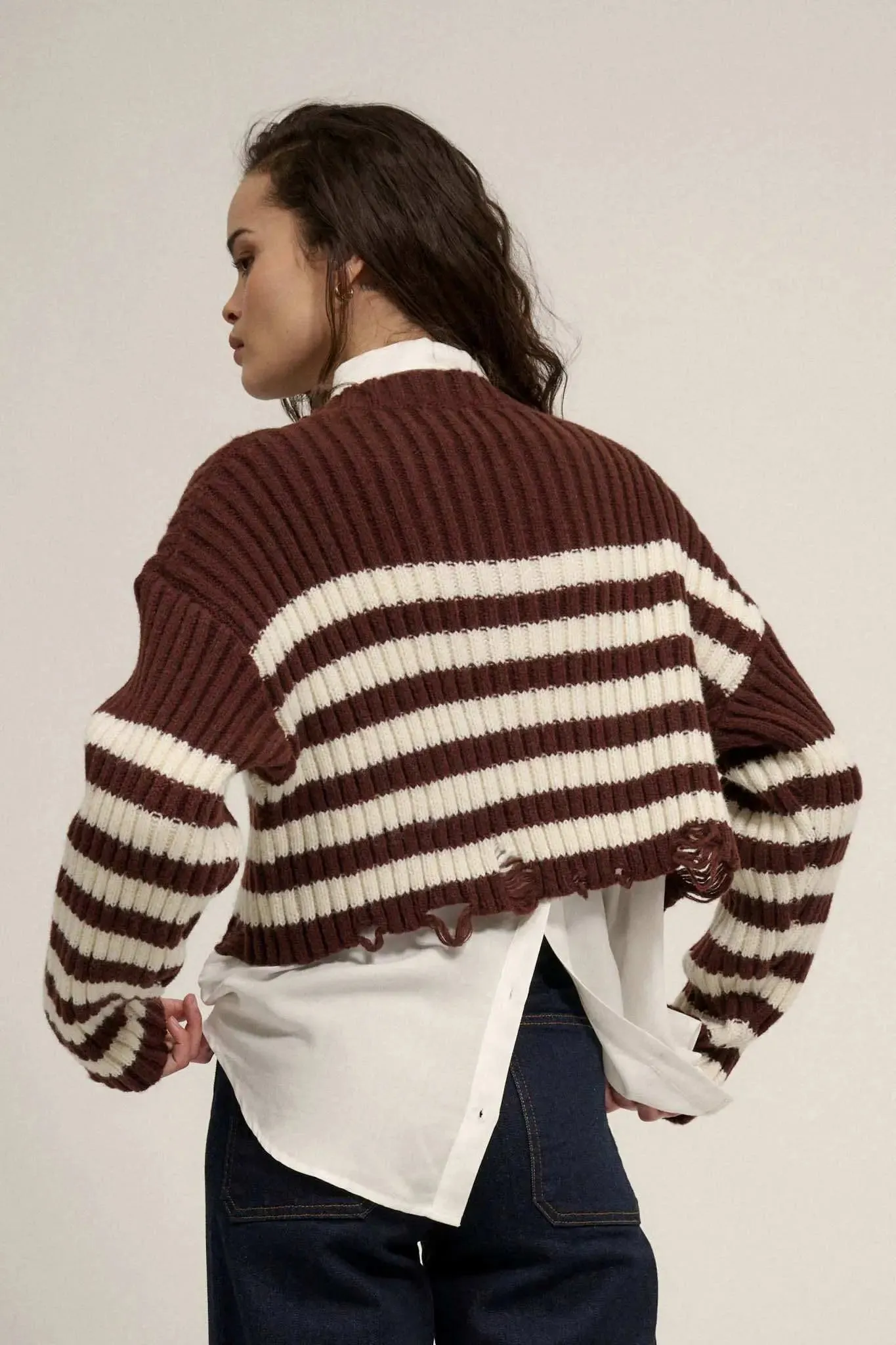 Ravel Rouser Striped Rib-Knit Distressed Sweater sold by Promesa product image thumbnail 2