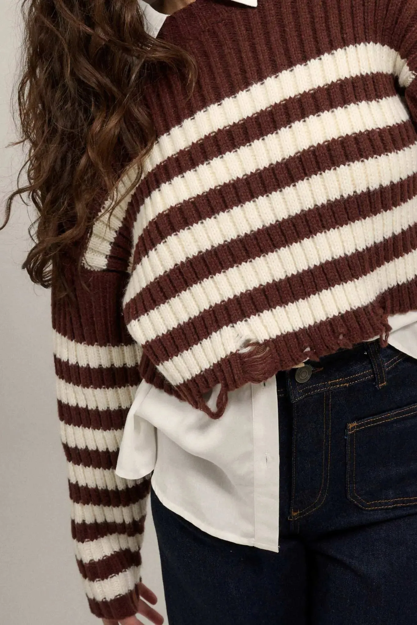 Ravel Rouser Striped Rib-Knit Distressed Sweater sold by Promesa product image thumbnail 4